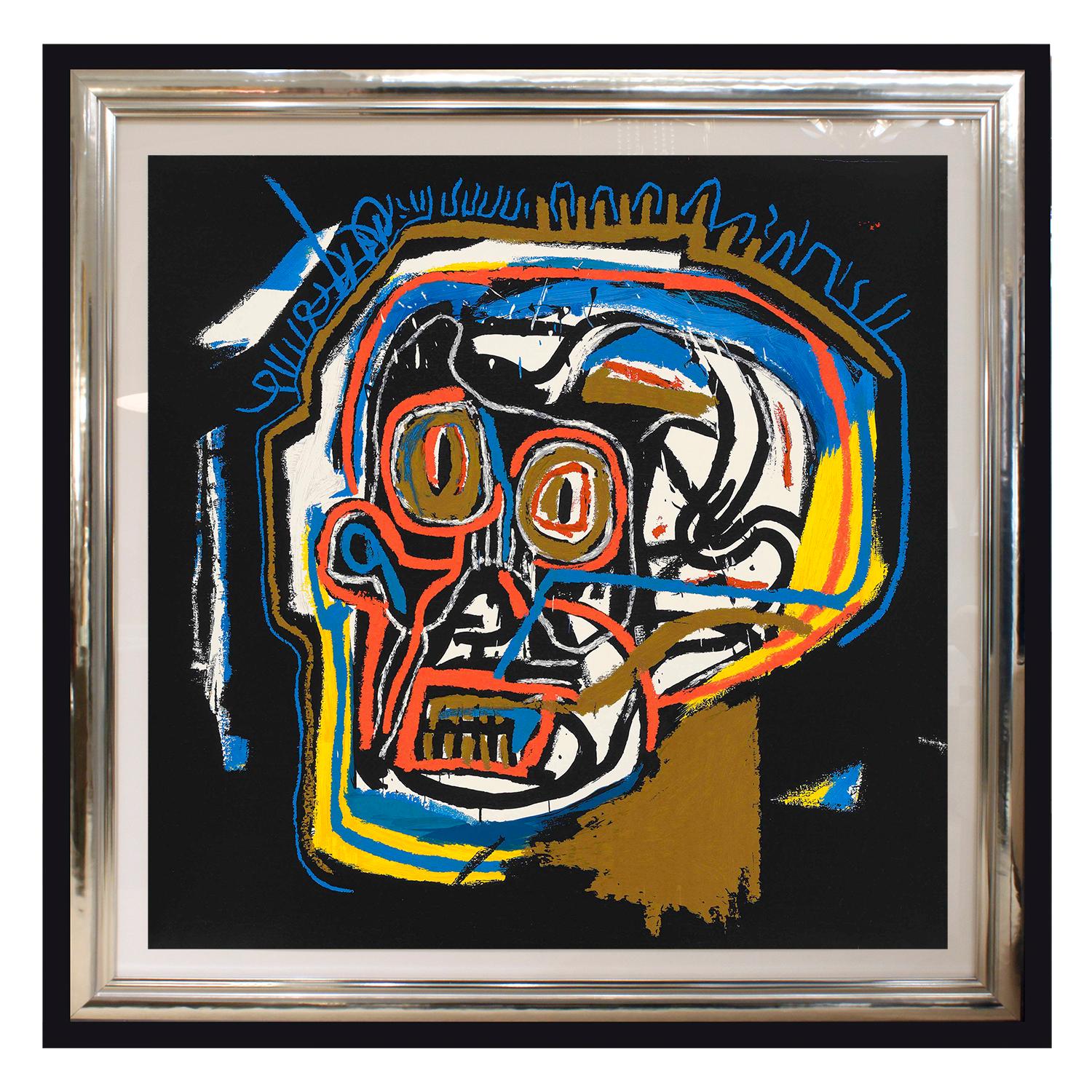 A collectors set of 4 screen prints, “Head”, “Rinso”, “Per Capita” and “Ernok” in colors, on wove paper, each full sheet, each one with matching number A.P. 4/15 in pencil on lower right and signed and dated on reverse “11-19-01” by Gerard Basquiat
