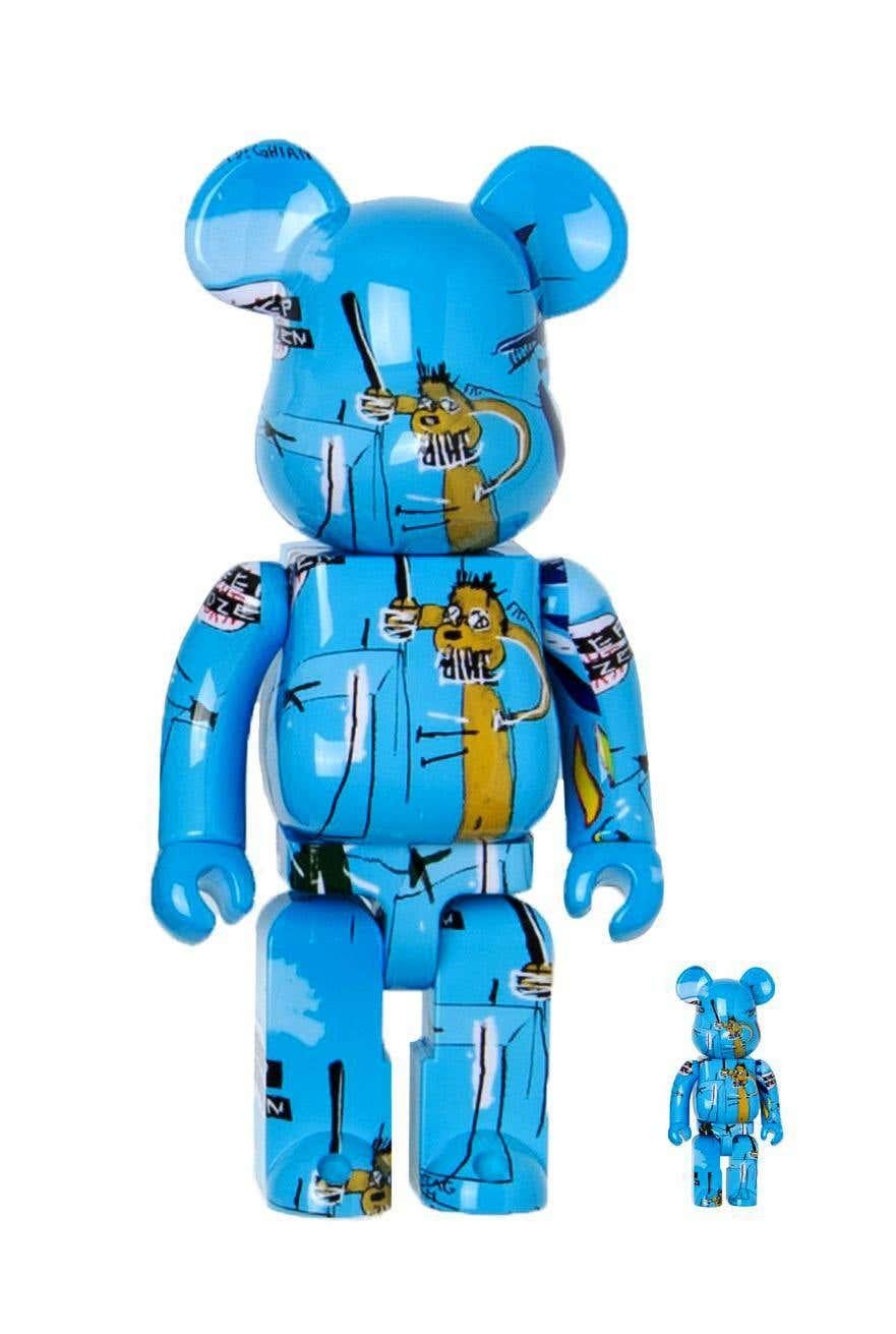 Jean-Michel Basquiat Bearbrick 400% Figures: Set of two:
Unique, timeless collectibles, each trademarked & licensed by the Estate of Jean-Michel Basquiat. The partnered collectibles reveals the late iconic artist’s 1980s artwork wrapping the figures