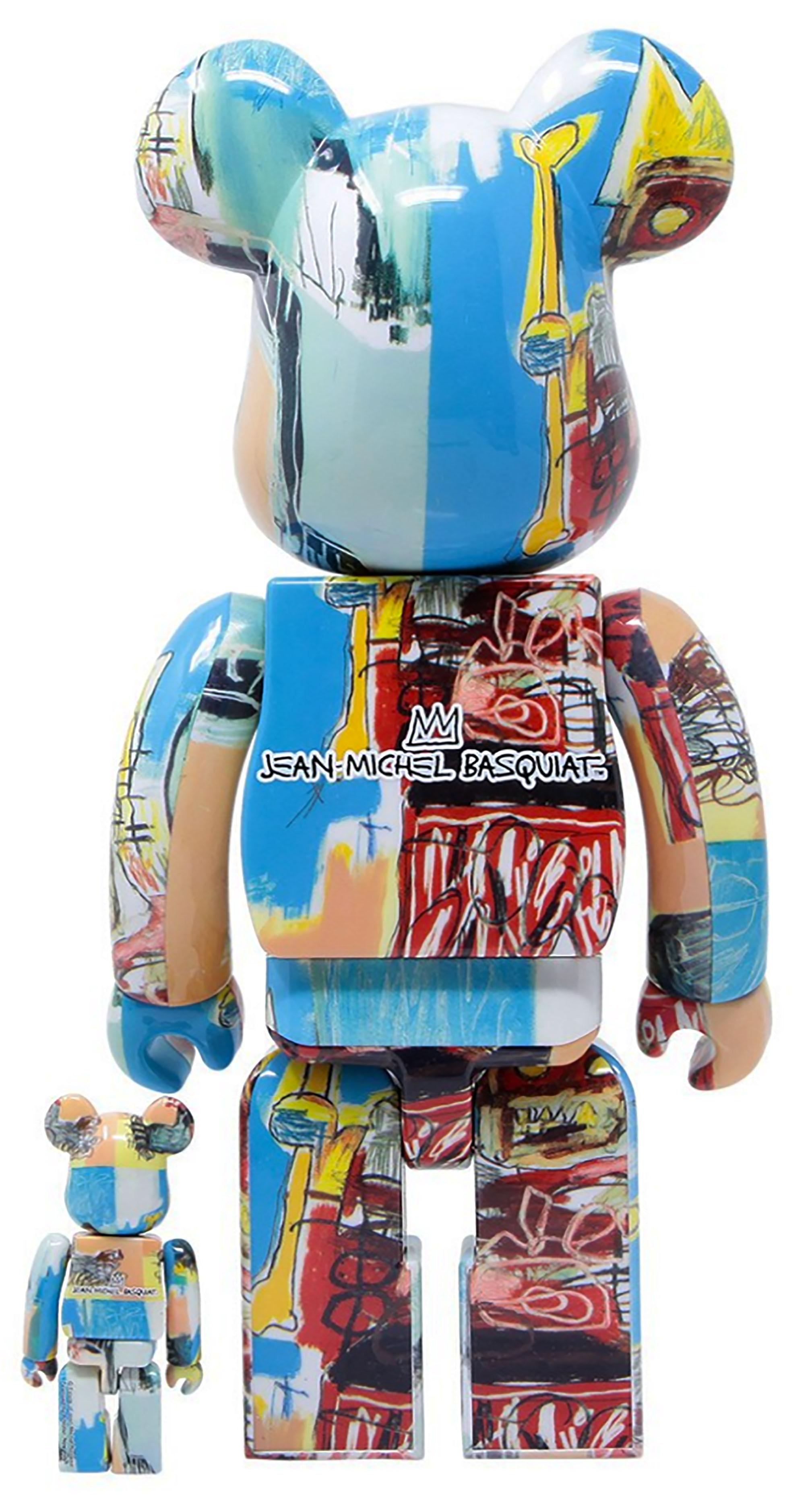 Jean-Michel Basquiat Bearbrick 400% Figures: Set of 4 works (c.2019-2021):
Unique, timeless Basquiat collectibles, each trademarked & licensed by the Estate of Jean-Michel Basquiat. The partnered figures reveals the late iconic artist’s 1980s