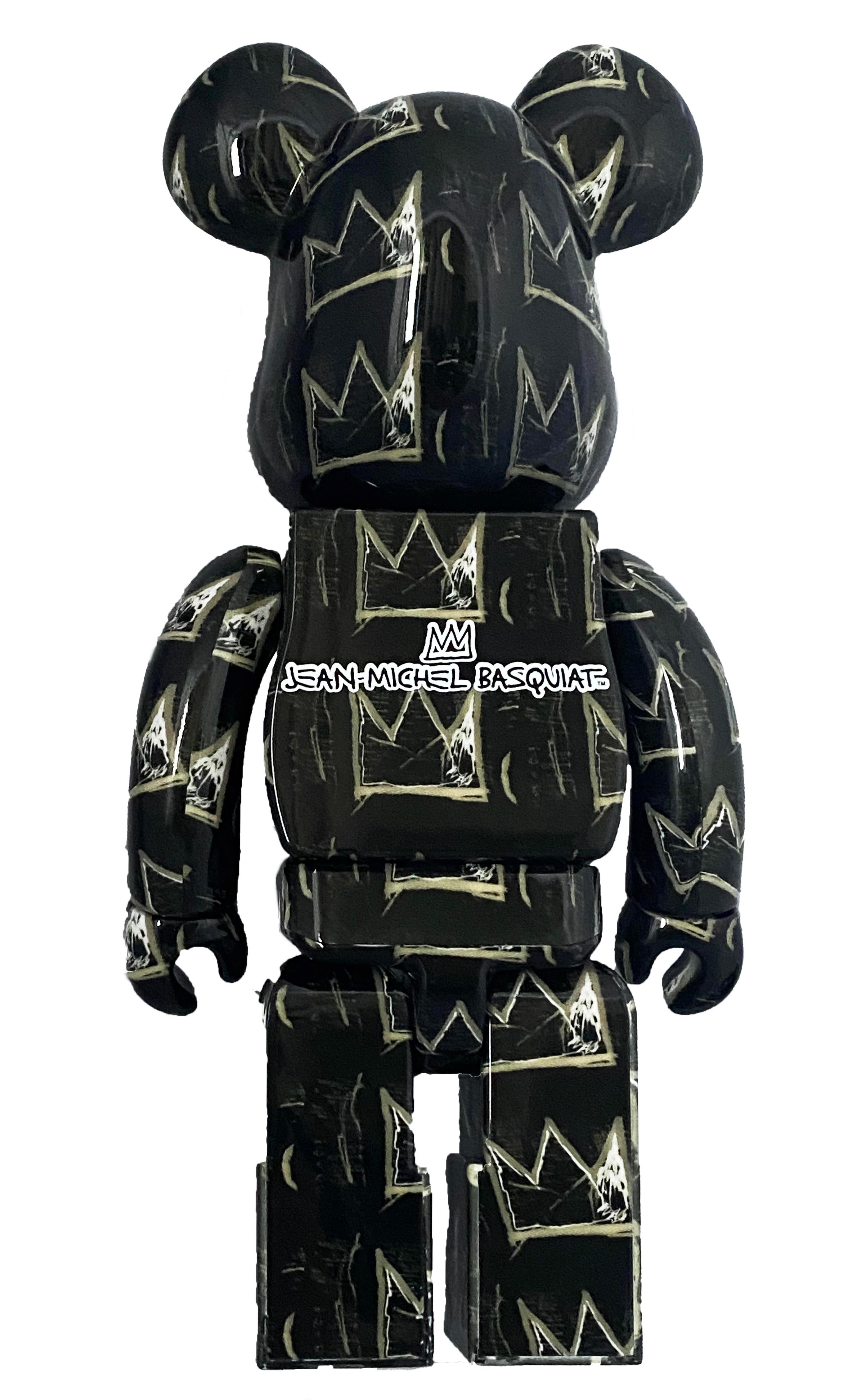Jean-Michel Basquiat Bearbrick 400%: set of 2 works:
Unique, timeless collectibles trademarked & licensed by the Estate of Jean-Michel Basquiat (crown figure), and the estates of Basquiat & Andy Warhol (red figure). The partnered collectibles reveal