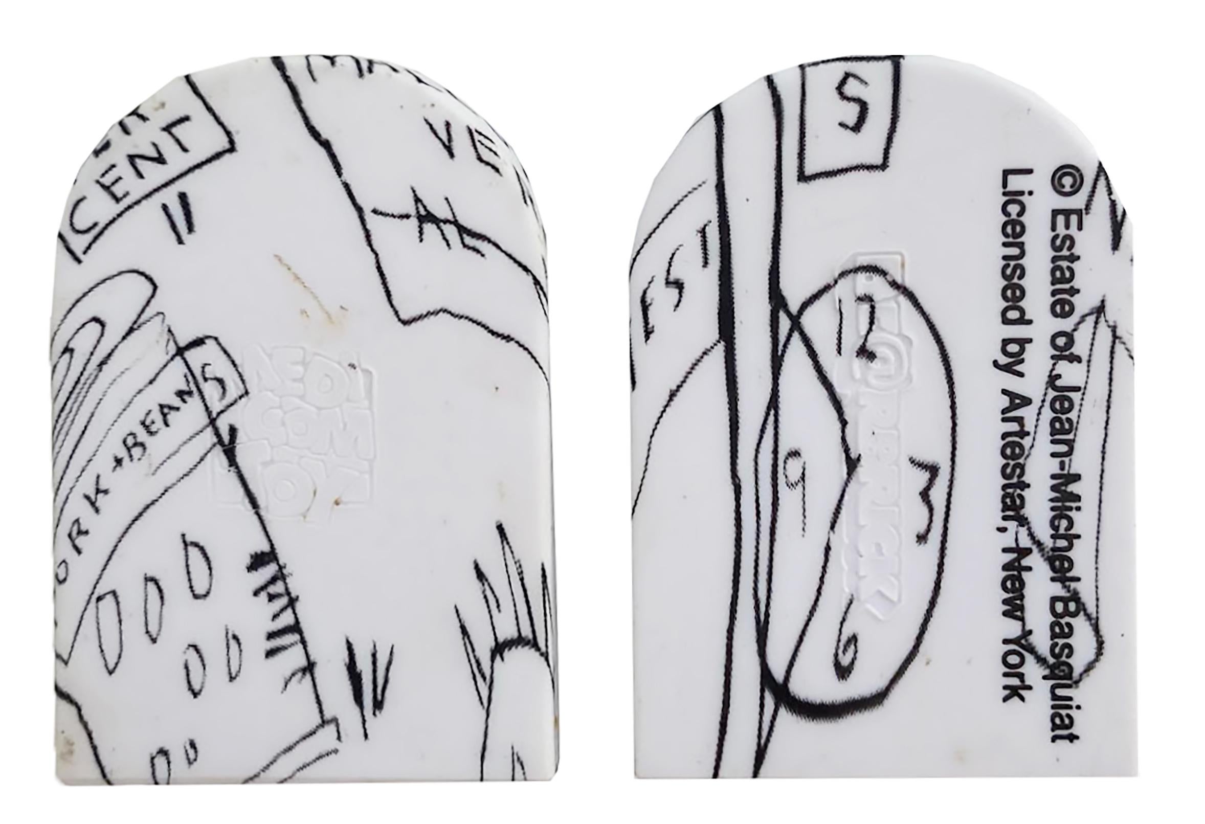 Basquiat Keith Haring 400% Bearbrick set (Basquiat Haring BE@RBRICK) - Pop Art Sculpture by Jean-Michel Basquiat