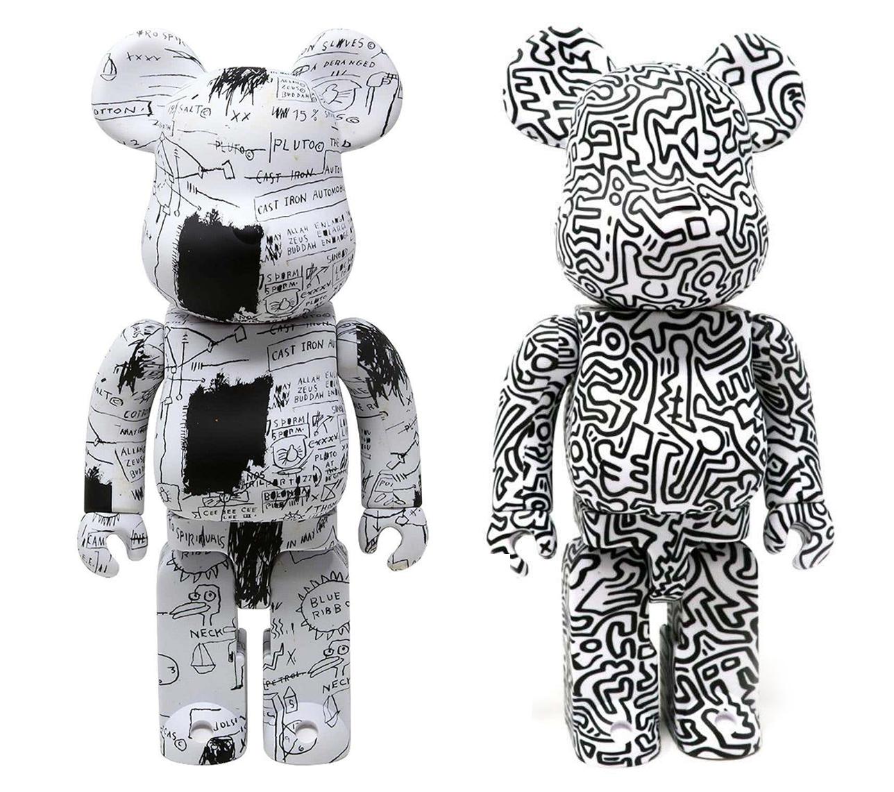 after Jean-Michel Basquiat Abstract Sculpture - Basquiat Keith Haring 400% Bearbrick set (Basquiat Haring BE@RBRICK)