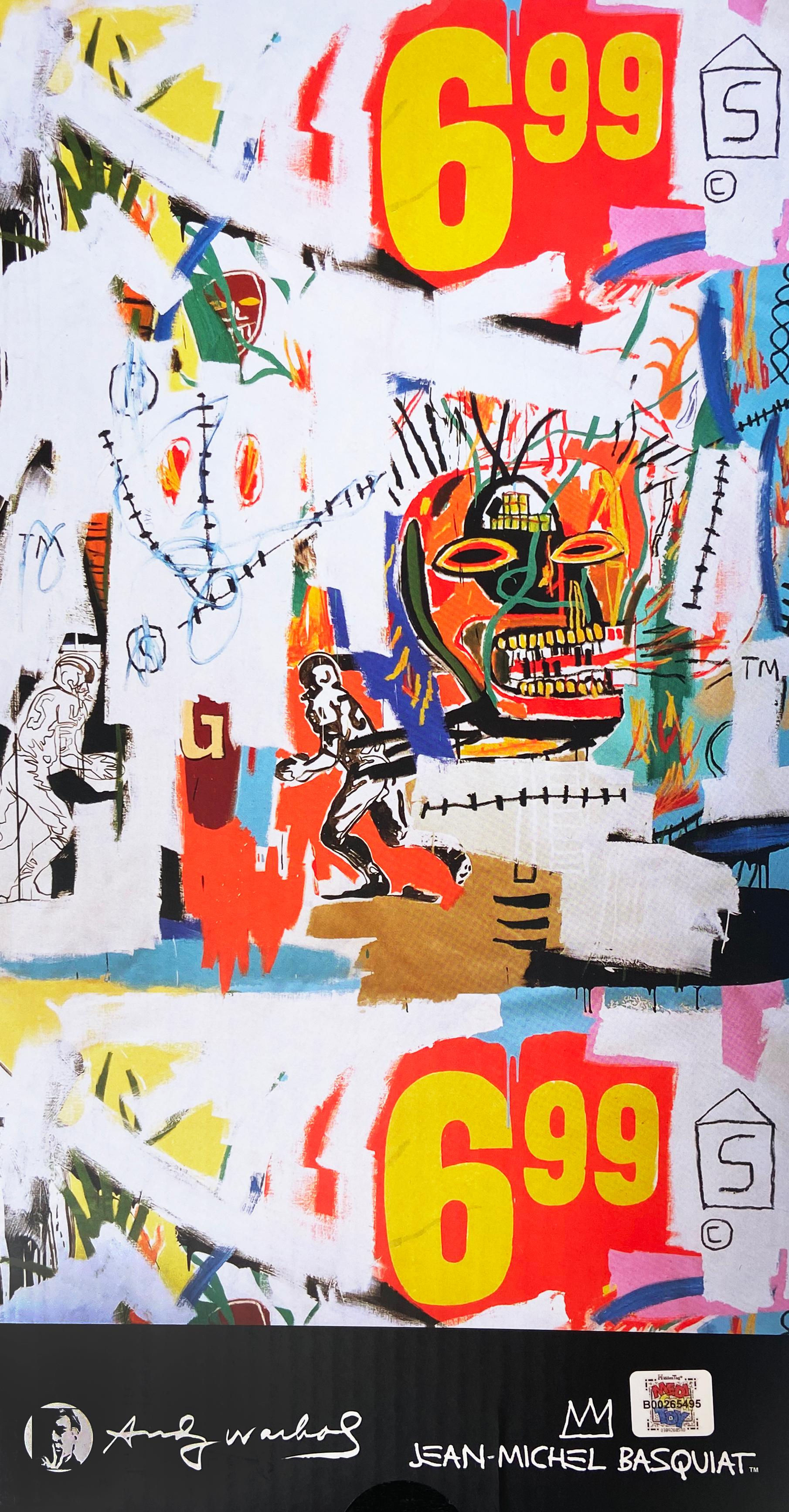 Andy Warhol, Jean-Michel Basquiat Bearbrick 400% Vinyl Figure : 
Un objet de collection unique et intemporel, dont la marque et la licence ont été déposées par les successions de Jean-Michel Basquiat et d'Andy Warhol. La pièce de collection en