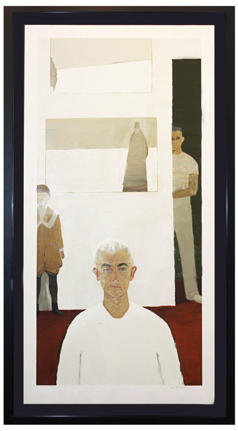 Lifetime authorized lithograph after the painting "Autoportrait" by renowned artist Jean-Paul Lemieux.  The original oil painting is in the permanent collection of the Quebec Museum of Fine Arts.  This portrait represents the artist himself at three