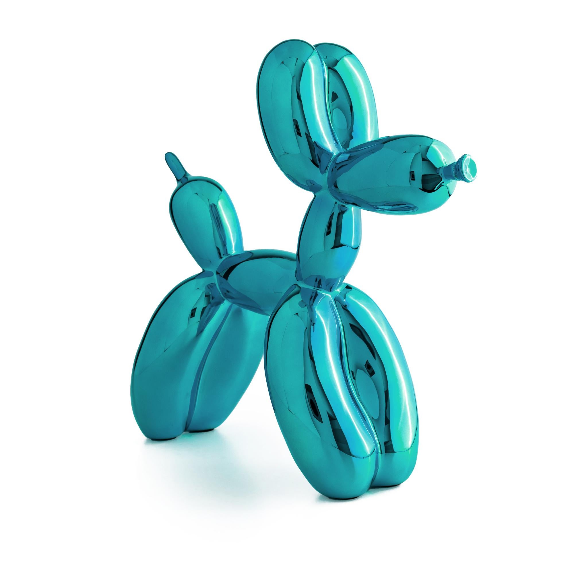 Sculpture « Balloon Dog » L, bleu menthe, résine moulée à froid, édition limitée à 500 exemplaires