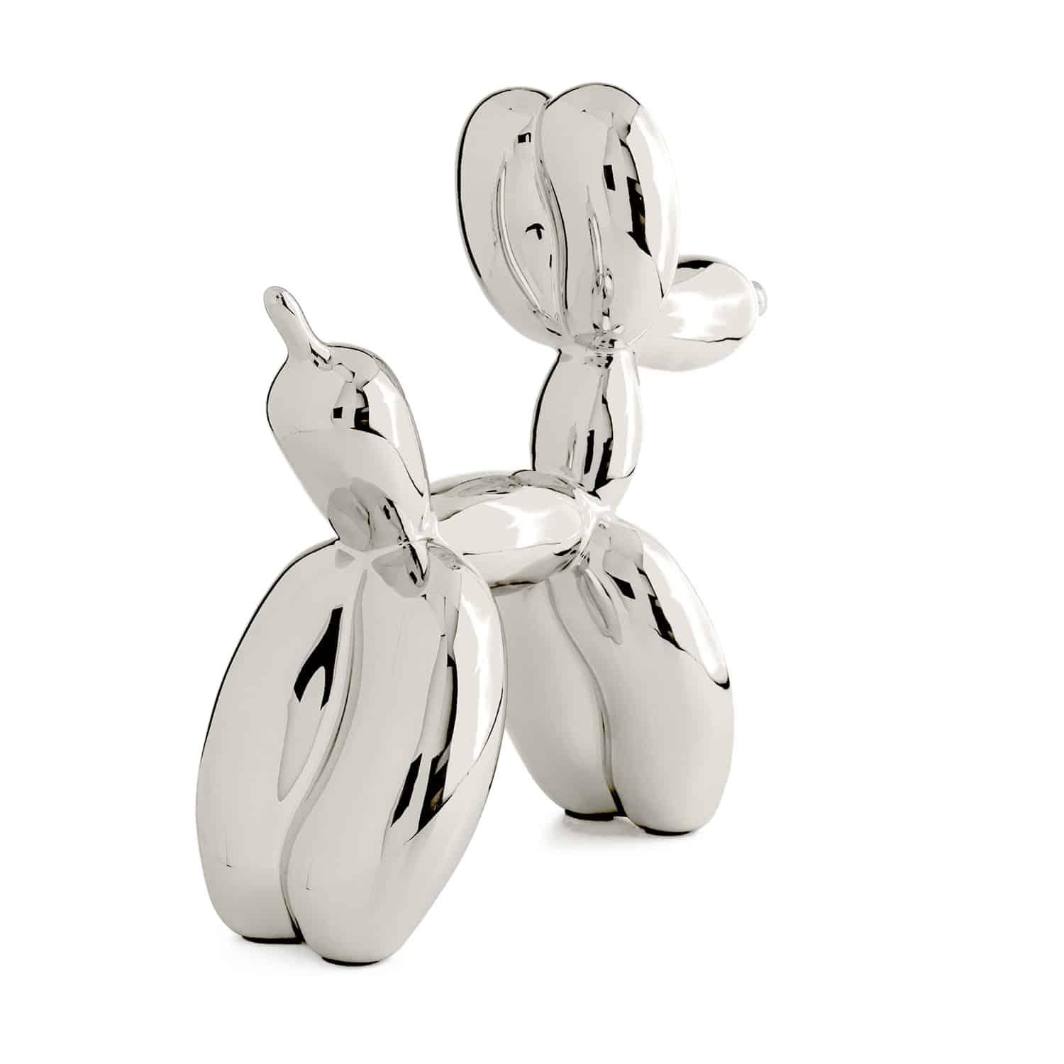 Cane con palloncino (dopo) - A. Silver - Figurative Sculpture Argento di After Jeff Koons