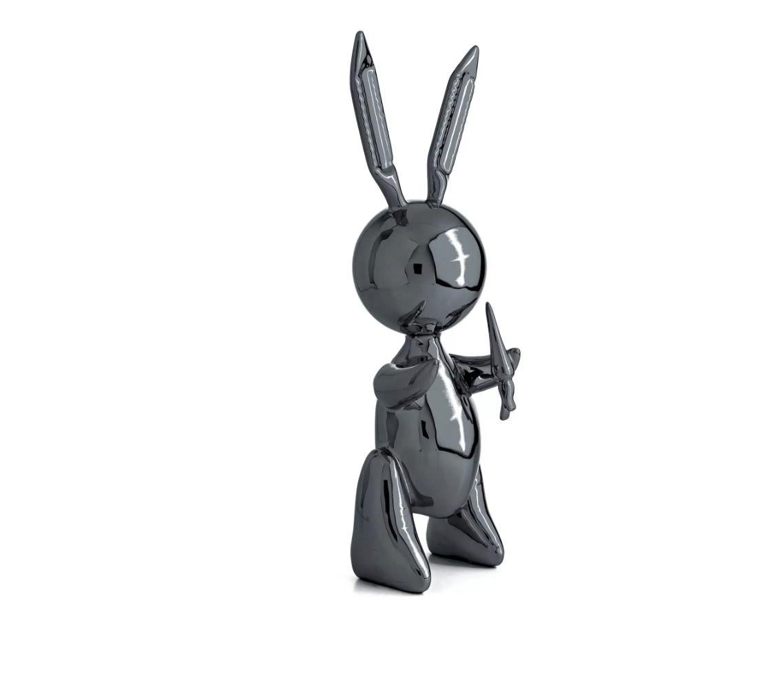 Balloon Rabbit XL - Noir graphite - Sculpture de After Jeff Koons