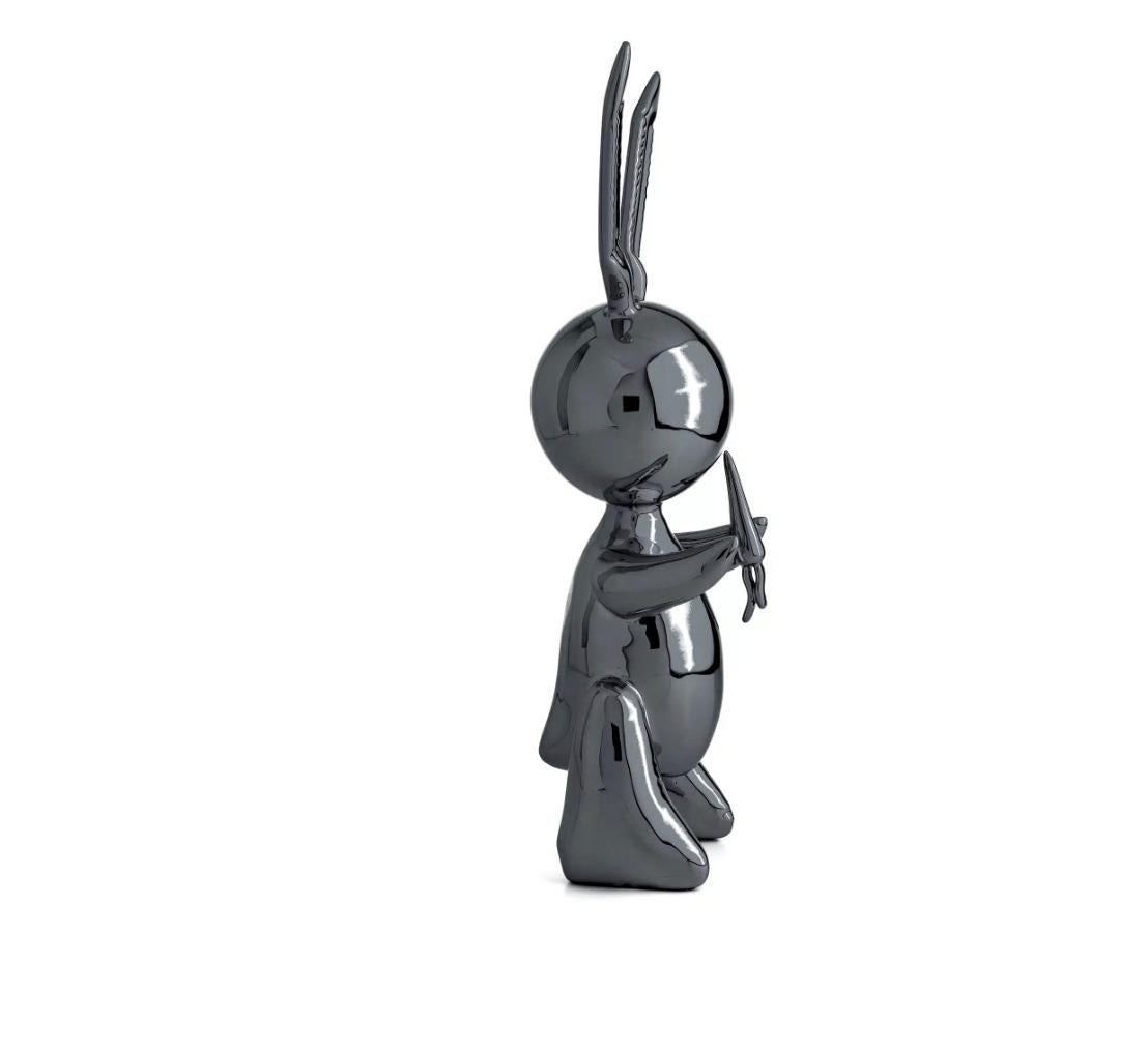 Balloon Rabbit XL - Noir graphite - Pop Art Sculpture par After Jeff Koons