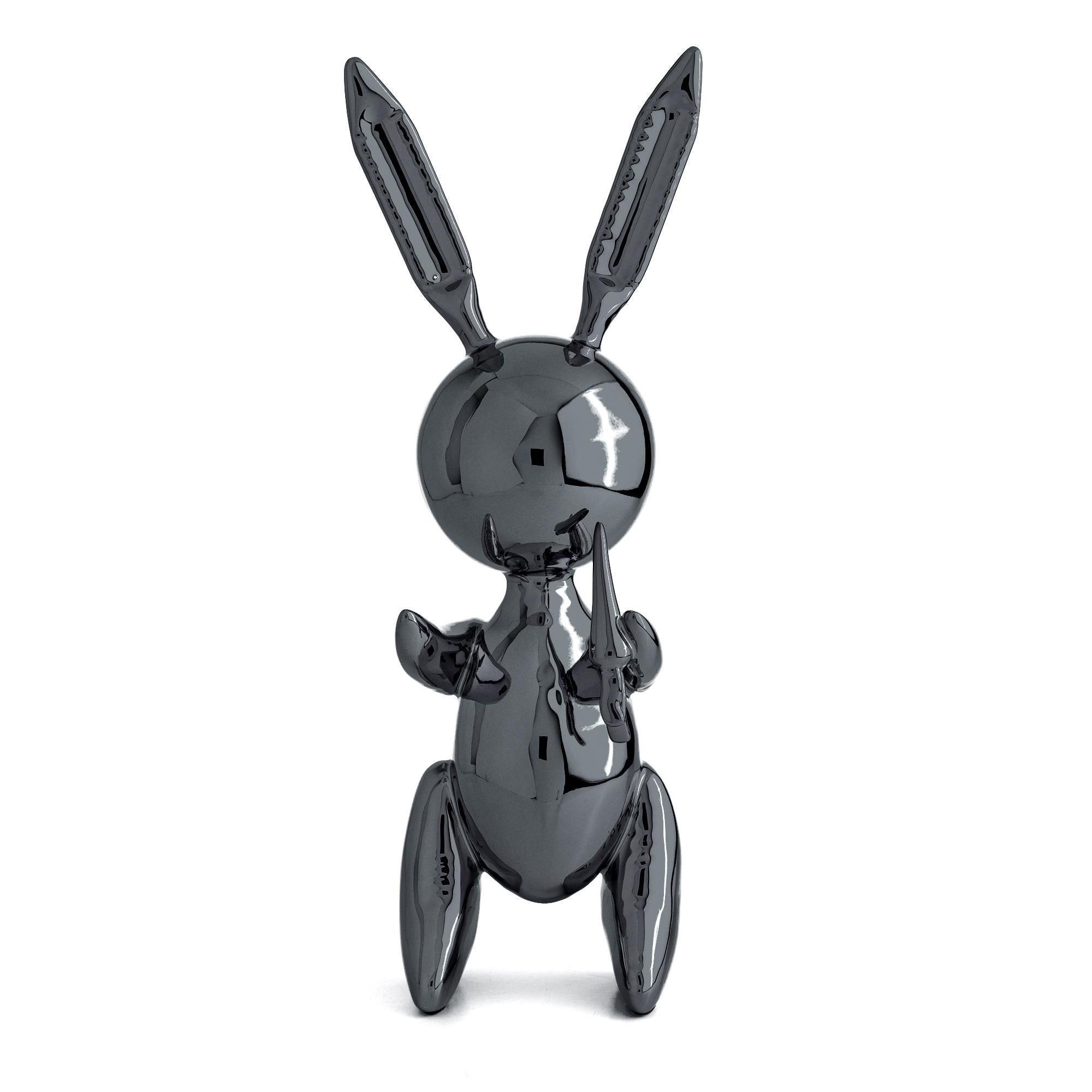 Balloon Rabbit XL - Graphite Black Sculpture After Jeff Koons