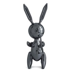 Balloon Rabbit XL - Graphite Black Sculpture After Jeff Koons