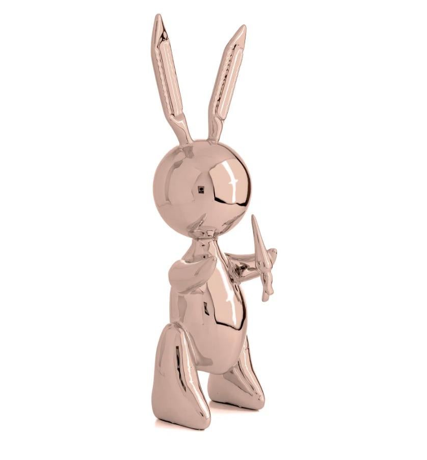 Balloon Rabbit XL - Rosé Gold - Sculpture de After Jeff Koons