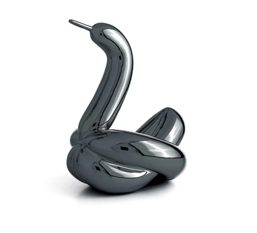 After Jeff Koons Figurative Sculpture - Balloon Swan ( After )  - Graphite Black