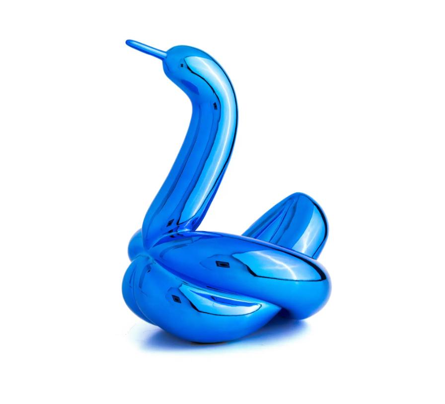 After Jeff Koons Figurative Sculpture - Balloon Swan ( After ) - Blue 