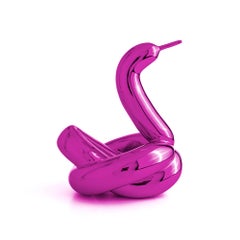 Balloon Swan Sculpture in Pink, Cold Cast Resin, Limited Edition 500