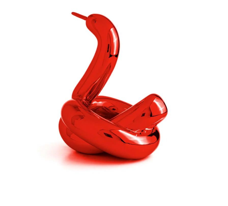 Ballon Swan ( Nach ) - Rot – Sculpture von After Jeff Koons