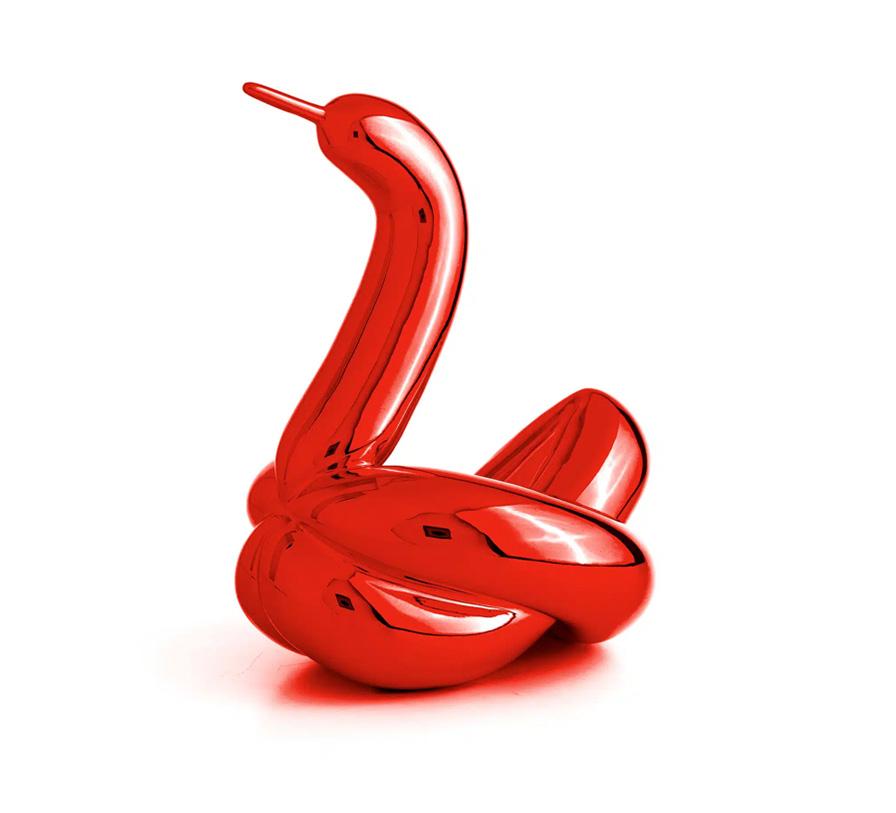 After Jeff Koons Figurative Sculpture - Balloon Swan ( After )  - Red