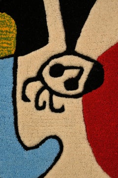 Personnages et Chien devant le Soleil, Nach Mirò, Wandteppich, Limitierte Auflage