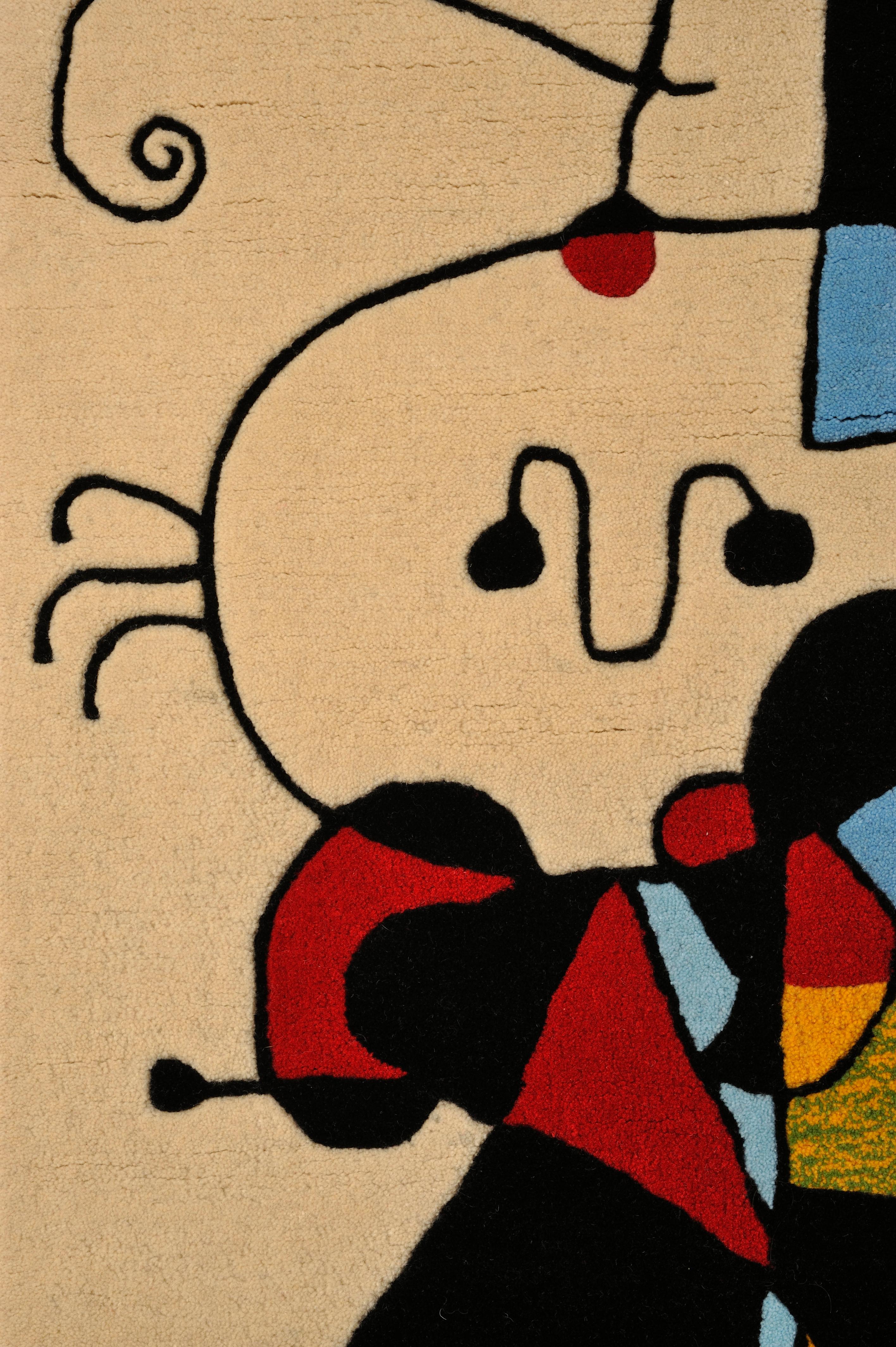 Personnages et Chien devant le Soleil, After Mirò, Tapestry, Limited Edition 1