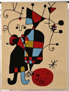 Personnages et Chien devant le Soleil, After Mirò, Tapestry, Limited Edition