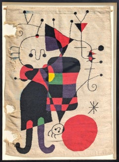 Arazzo nello stile di "Figure e cane davanti al sole" di Joan Mirò