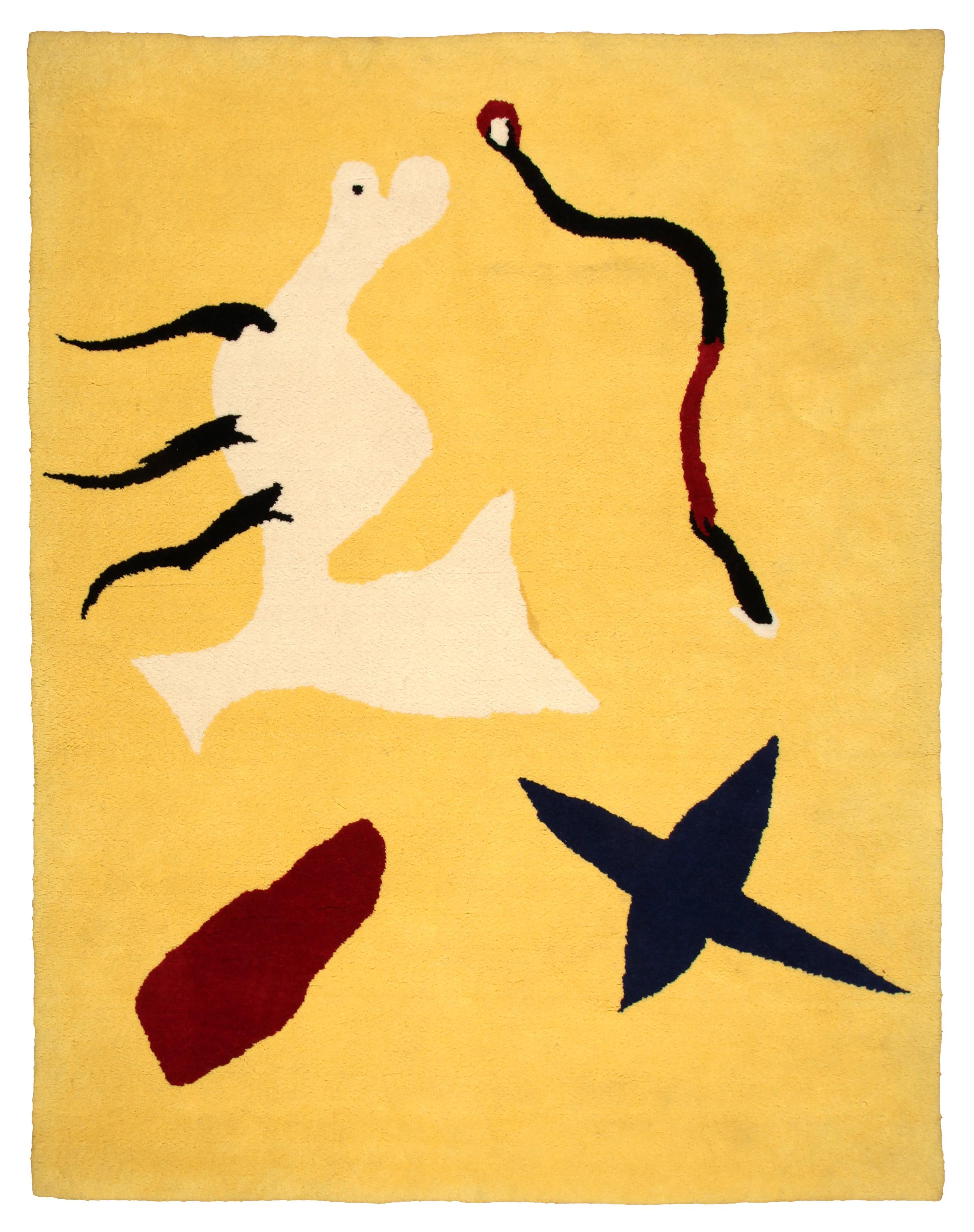 Vintage Mangouste Carpet by Joan Miró, 1961, Provenance Galerie Beyeler - Mixed Media Art by (after) Joan Miró