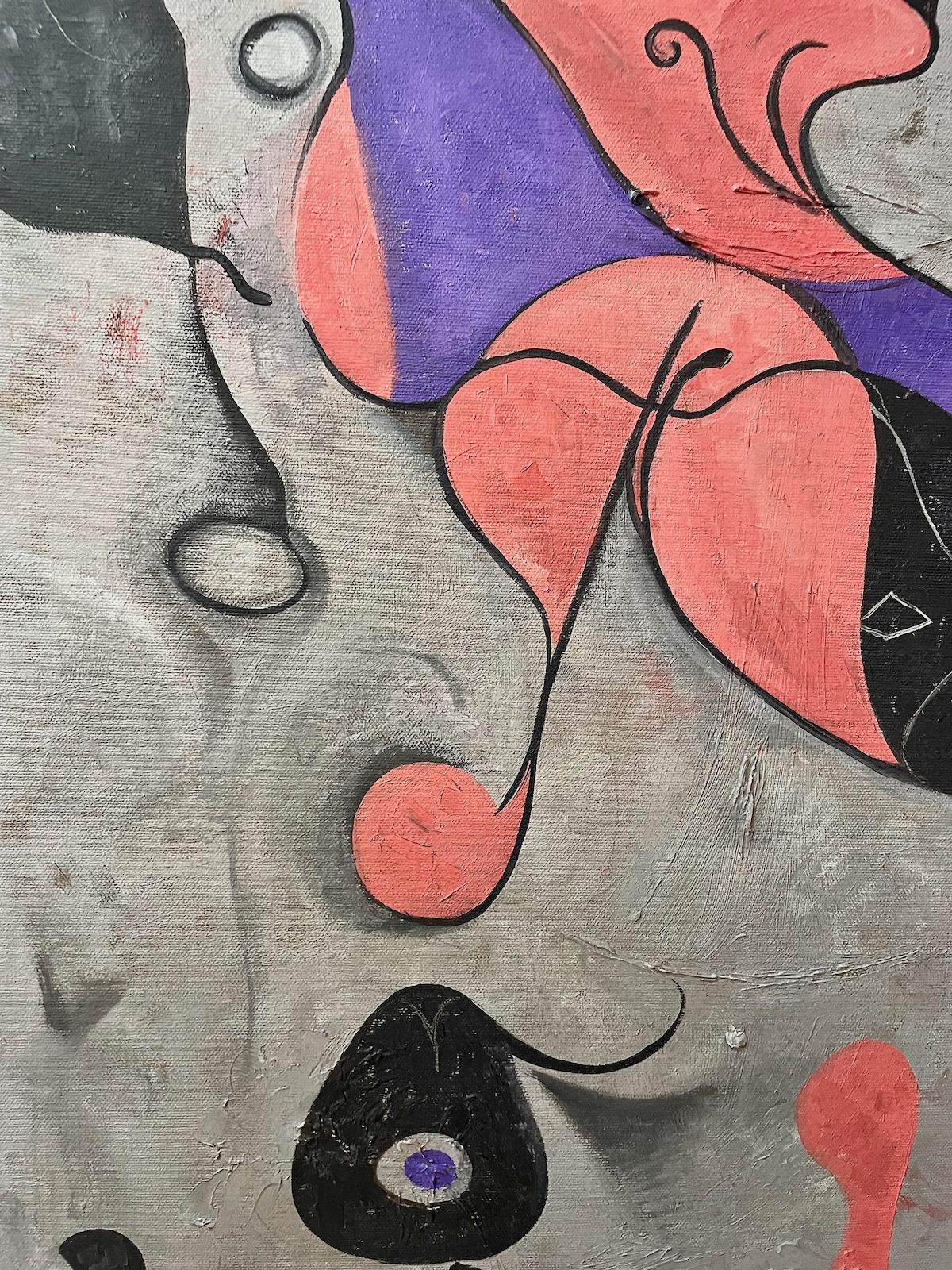 After Jean Miró, Pink and Purple Surrealism at Play - Painting by (after) Joan Miró