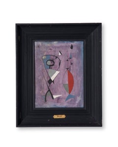 Pittura a tecnica mista su carta dopo Joan Miro 1950