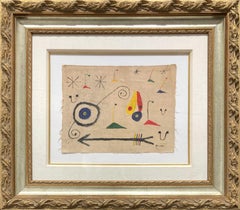 "Untitled" Homenaje a Joan Miró Technique mixte sur toile libre Cadre de qualité musée