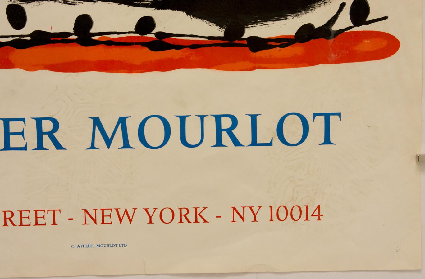 Imprimé par l'Atelier Mourlot en 1967 sur du papier Arches. L'affiche a été réalisée pour l'ouverture de l'atelier de l'imprimeur Fernand Mourlot à New York. Référence n° 29 de J. Corredor-Matheos, 