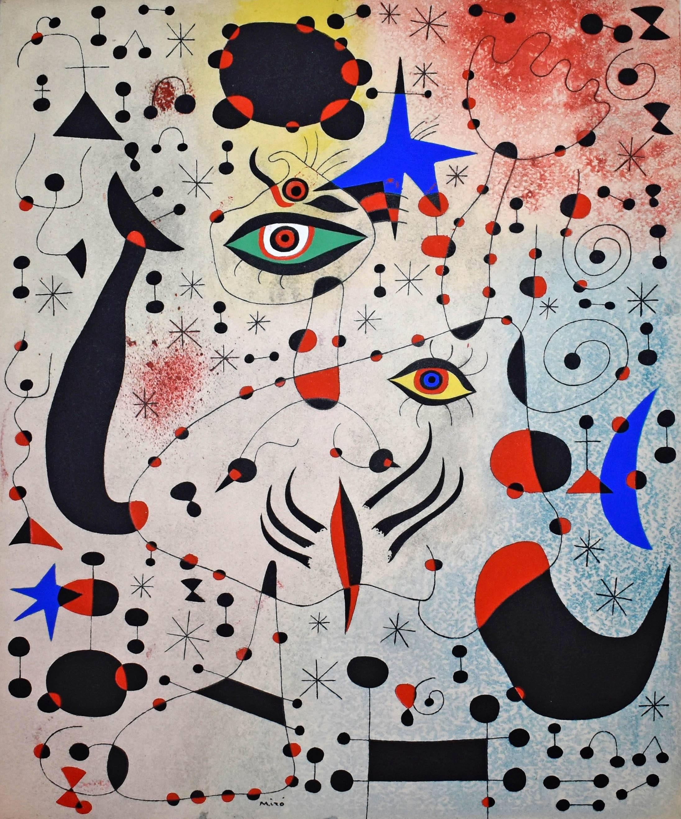 (after) Joan Miró Abstract Print - Chiffres et constellations amoureux d'une femme (Plate XIX), from Constellations