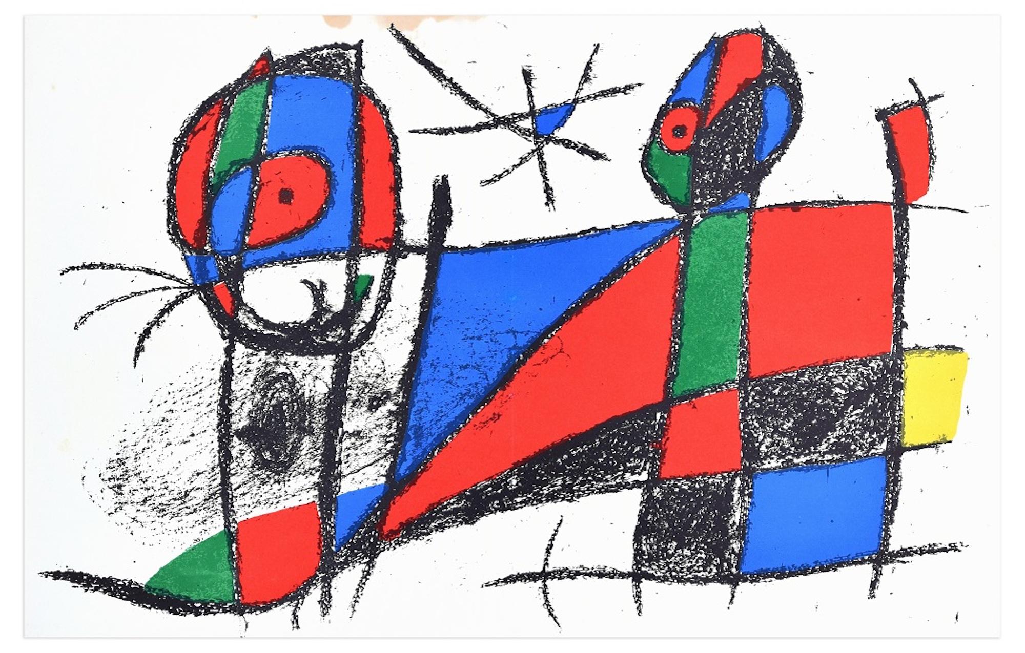 (after) Joan Miró Abstract Print – Komposition VI - Original-Lithographie von Joan Mirò - 1974