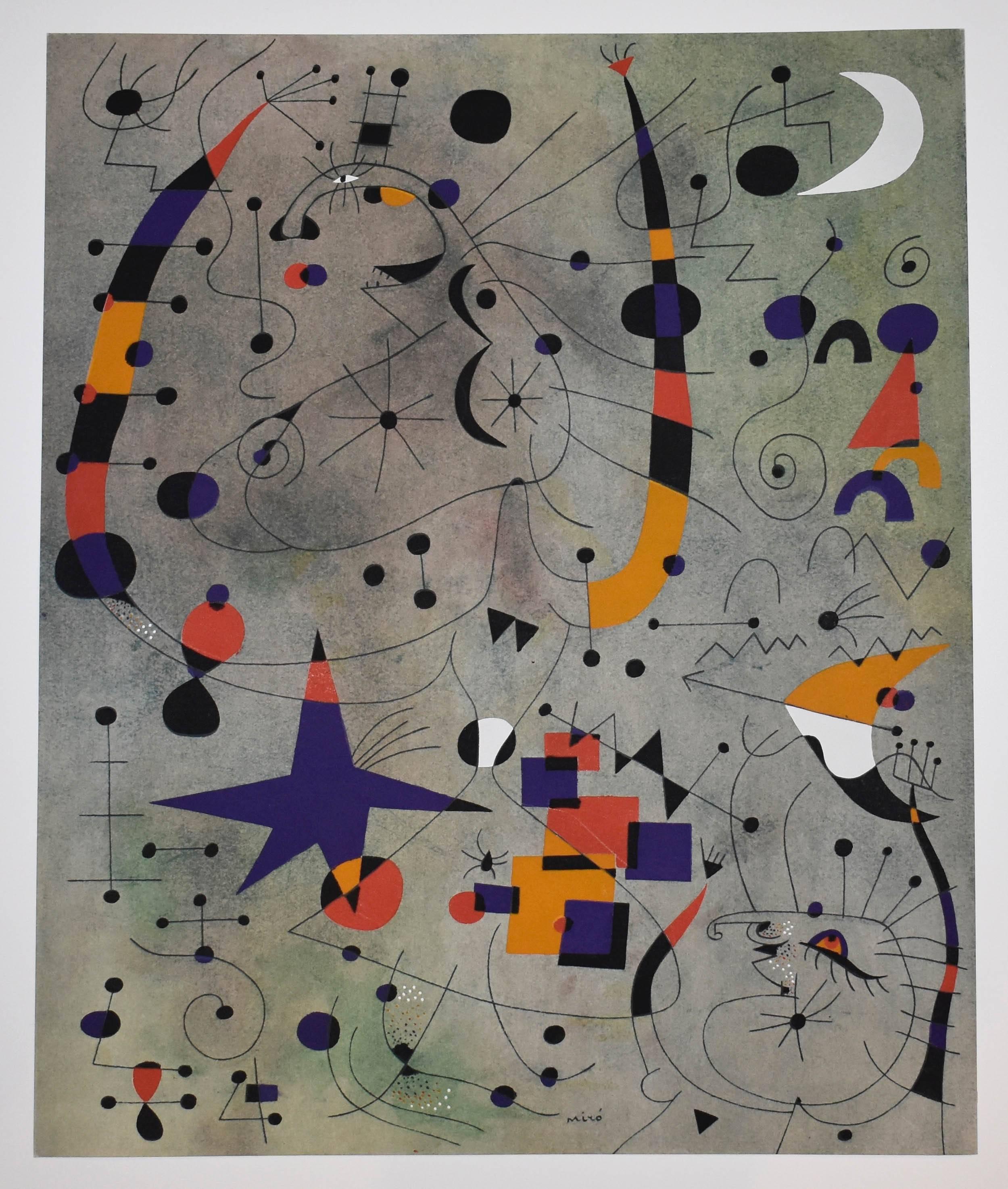 Danseuses acrobates (Acrobatic Dancers), Plate X, from Constellations - Print by (after) Joan Miró