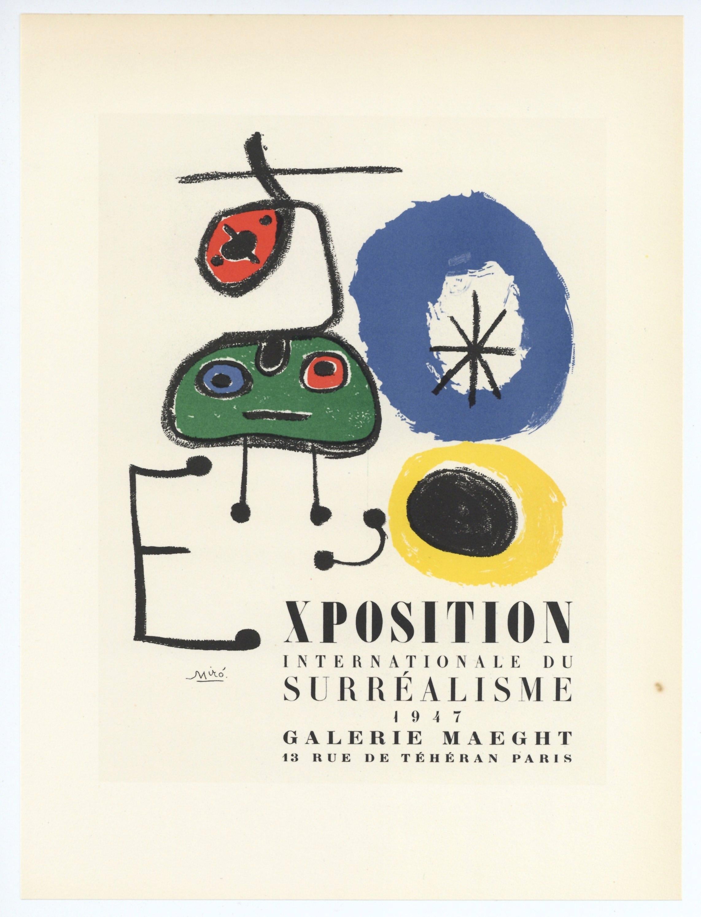 "Exposition du Surrealisme" lithograph poster - Print by (after) Joan Miró