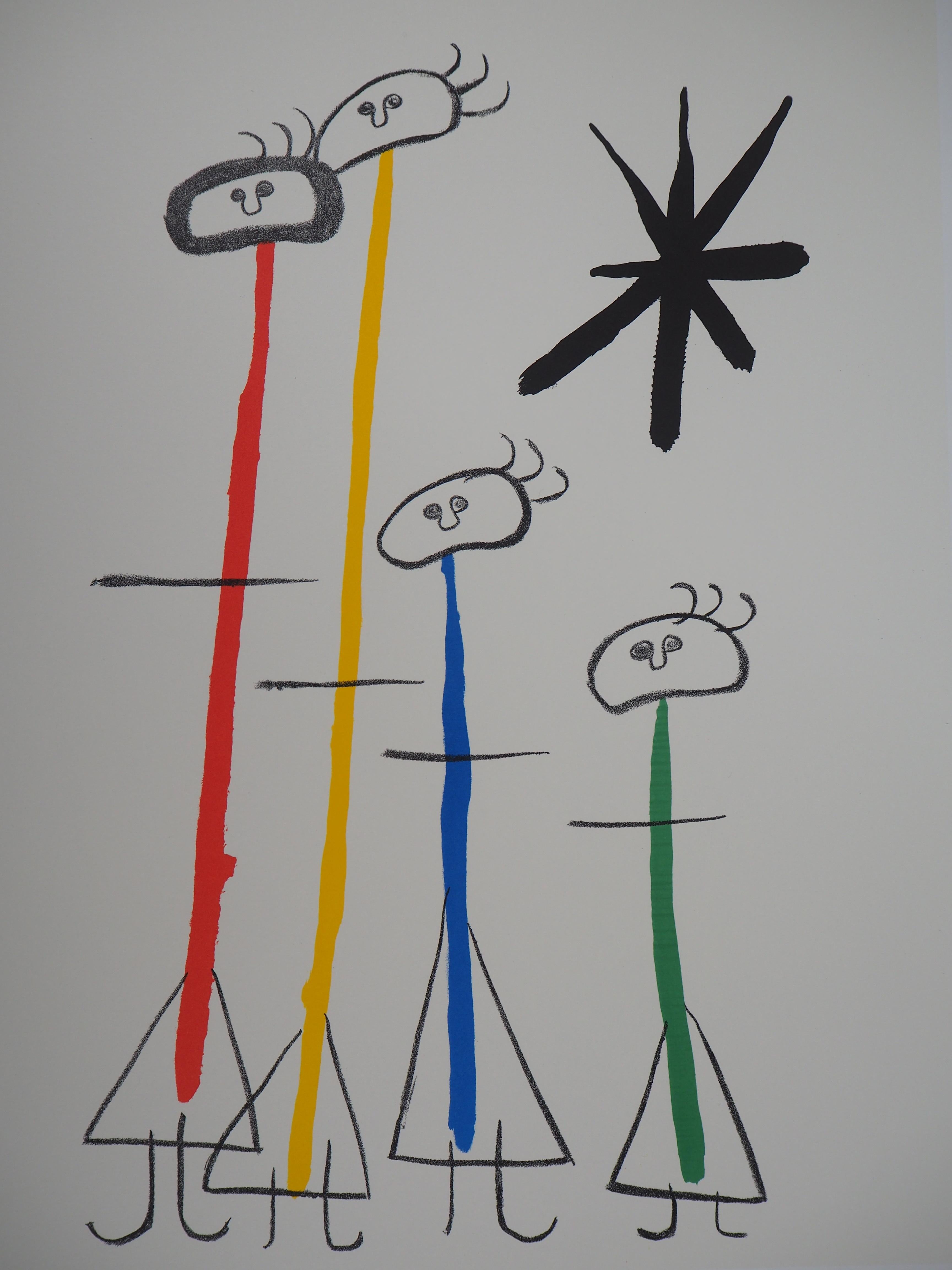Family with a Star - Lithograph - Abstract Print by (after) Joan Miró