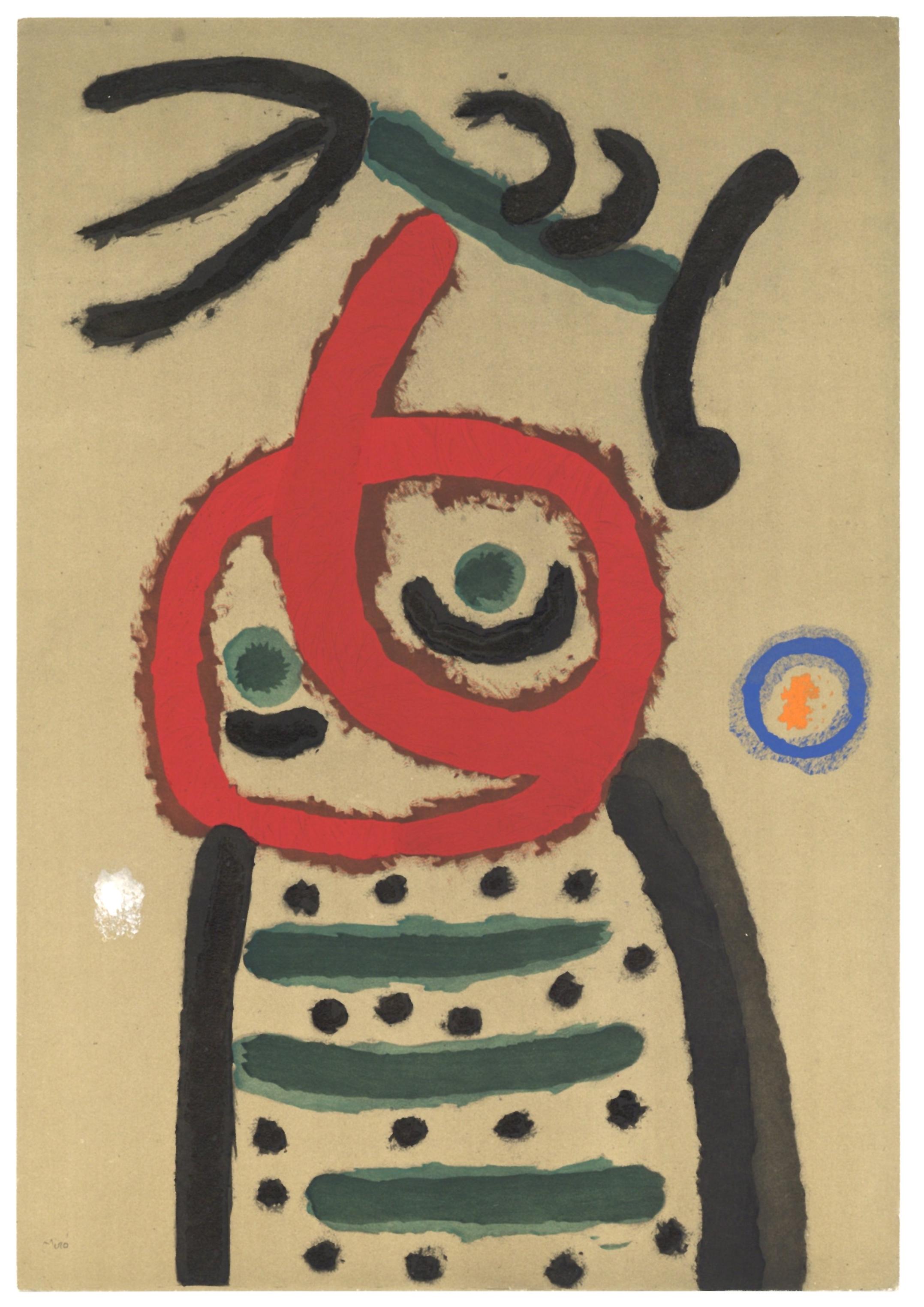 "Femme et oiseau" pochoir - Print by (after) Joan Miró