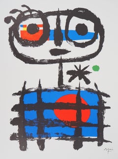 Jeune garçon imaginaire au soleil rouge - Lithographie