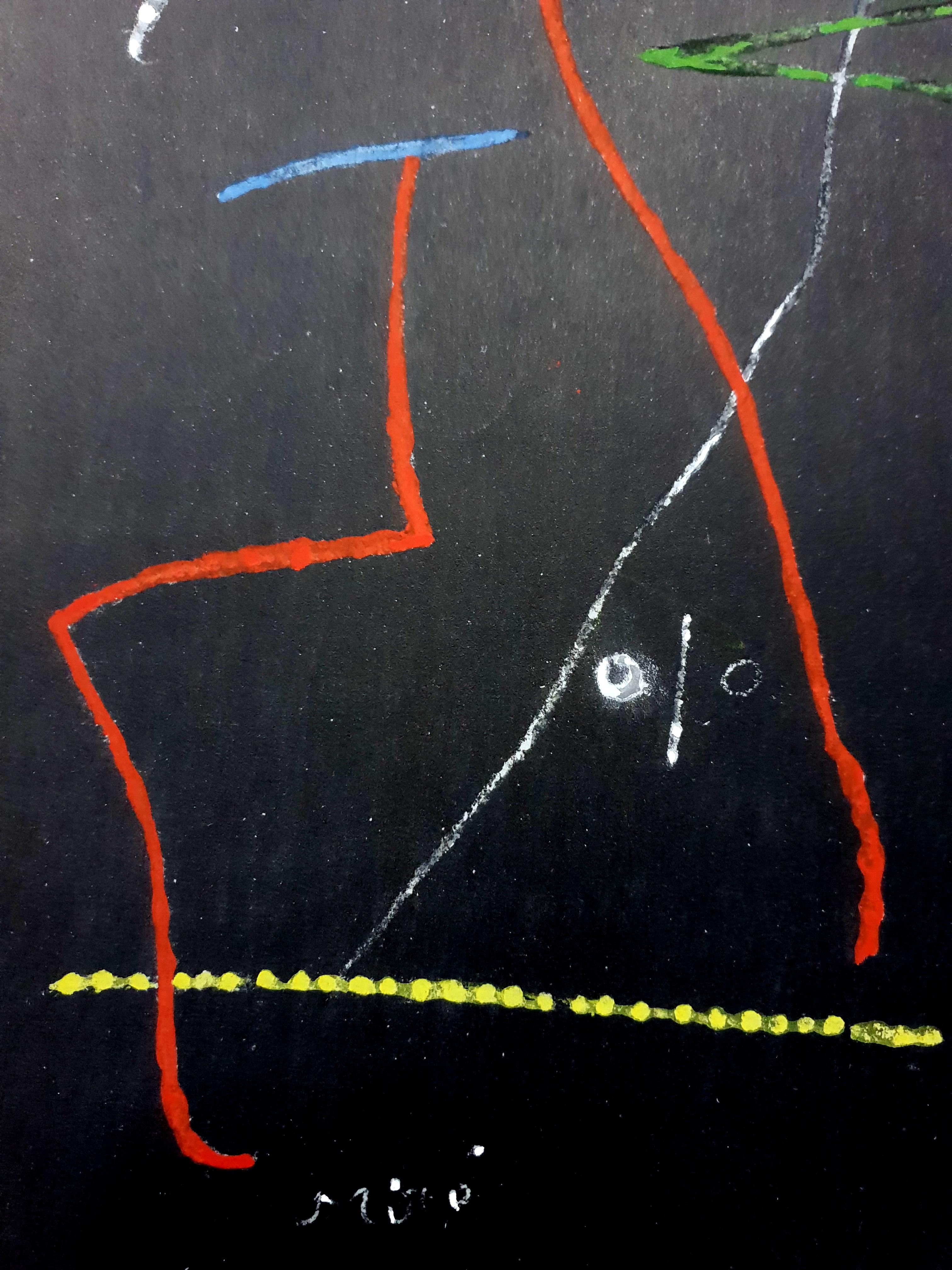 Joan Miro (Nach)  - Pochoir Pour 'XX Siecle'- Abstraktes Bleistift (Schwarz), Abstract Print, von (after) Joan Miró