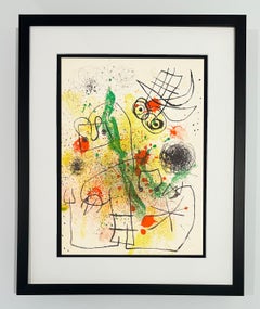 Joan Miro Color Lithograph, 1967, Femme et Oiseau Dans la Tourmente