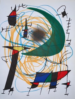 Joan Miró-Litografia-originale non firmata V-Surrealist-Figurative Print-1972