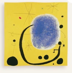 Joan Mirós Seidenschal,  L'or de l'azur, abstrakter Schal.
