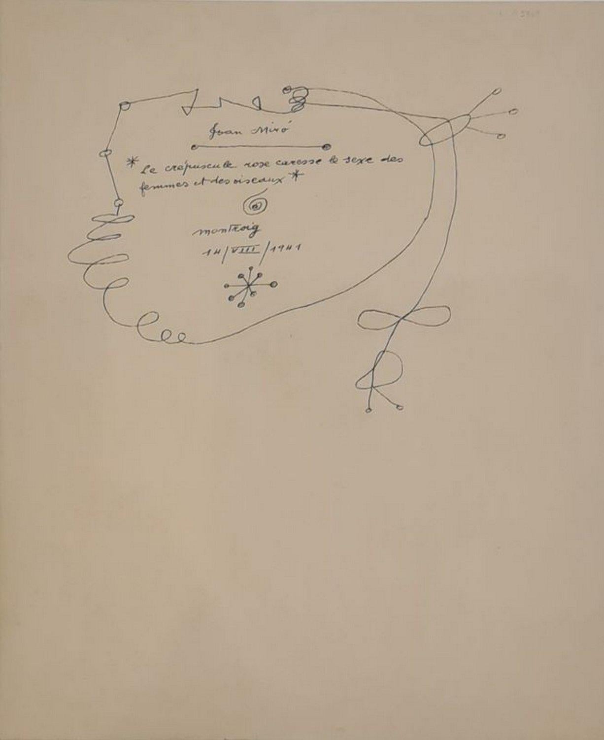 Le crépuscule rose caresse le sexe des femmes et des oiseaux - Print di (after) Joan Miró