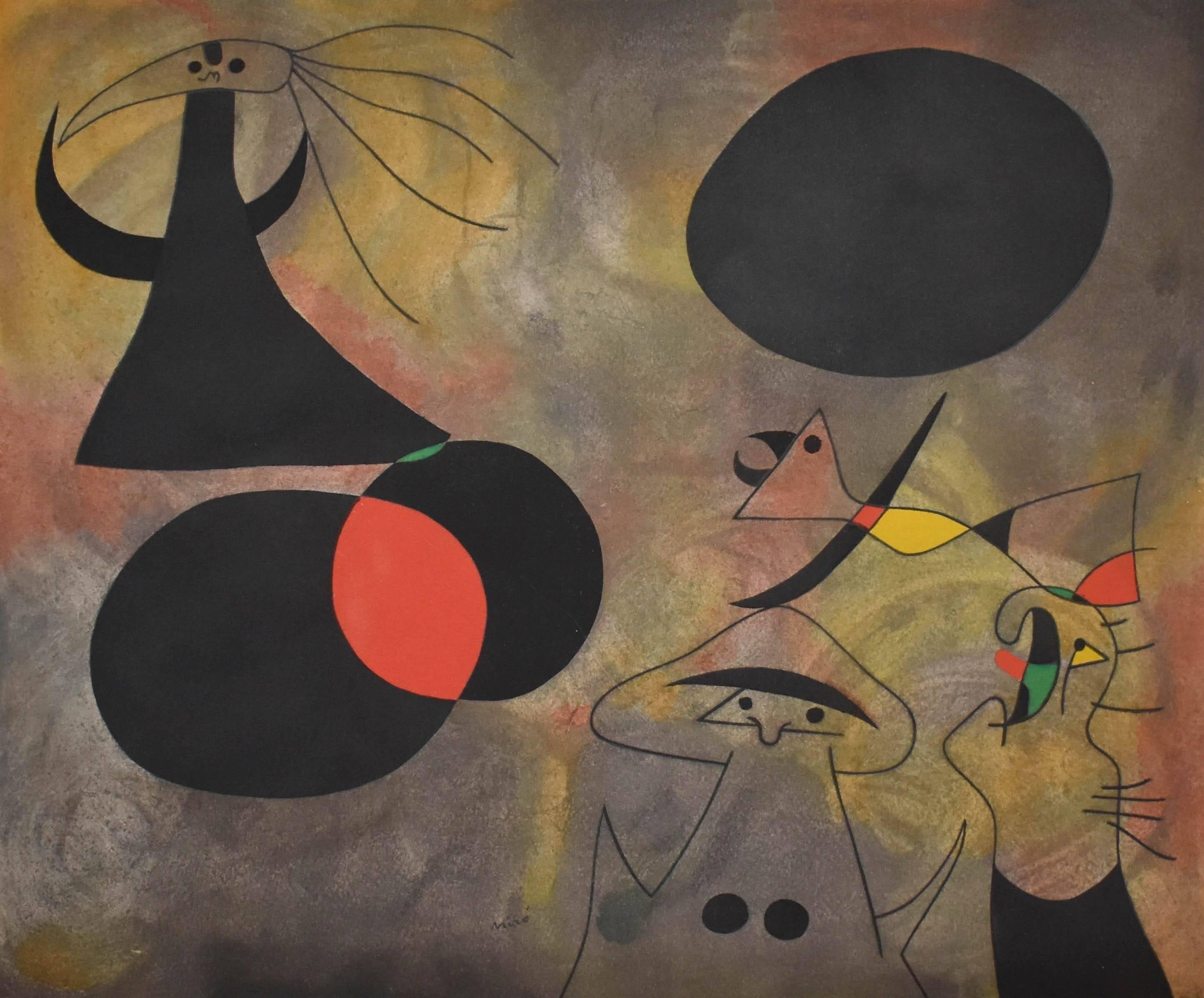 (after) Joan Miró Abstract Print - Le lever du soleil (Sunrise), Plate I, from Constellations
