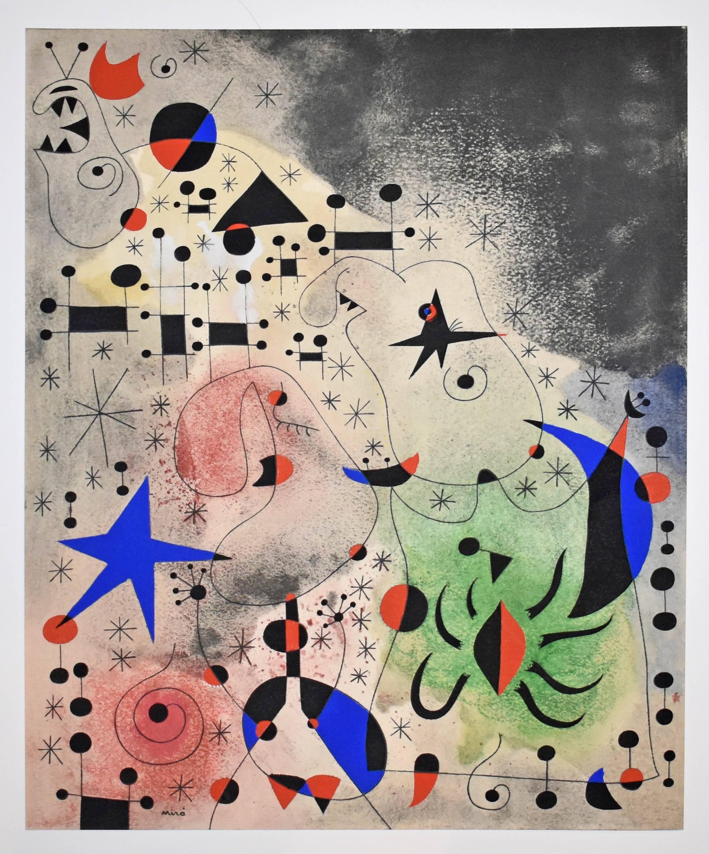 L'oiseau migrateur (The Migratory Bird), Plate XVIII, from Constellations - Print by (after) Joan Miró