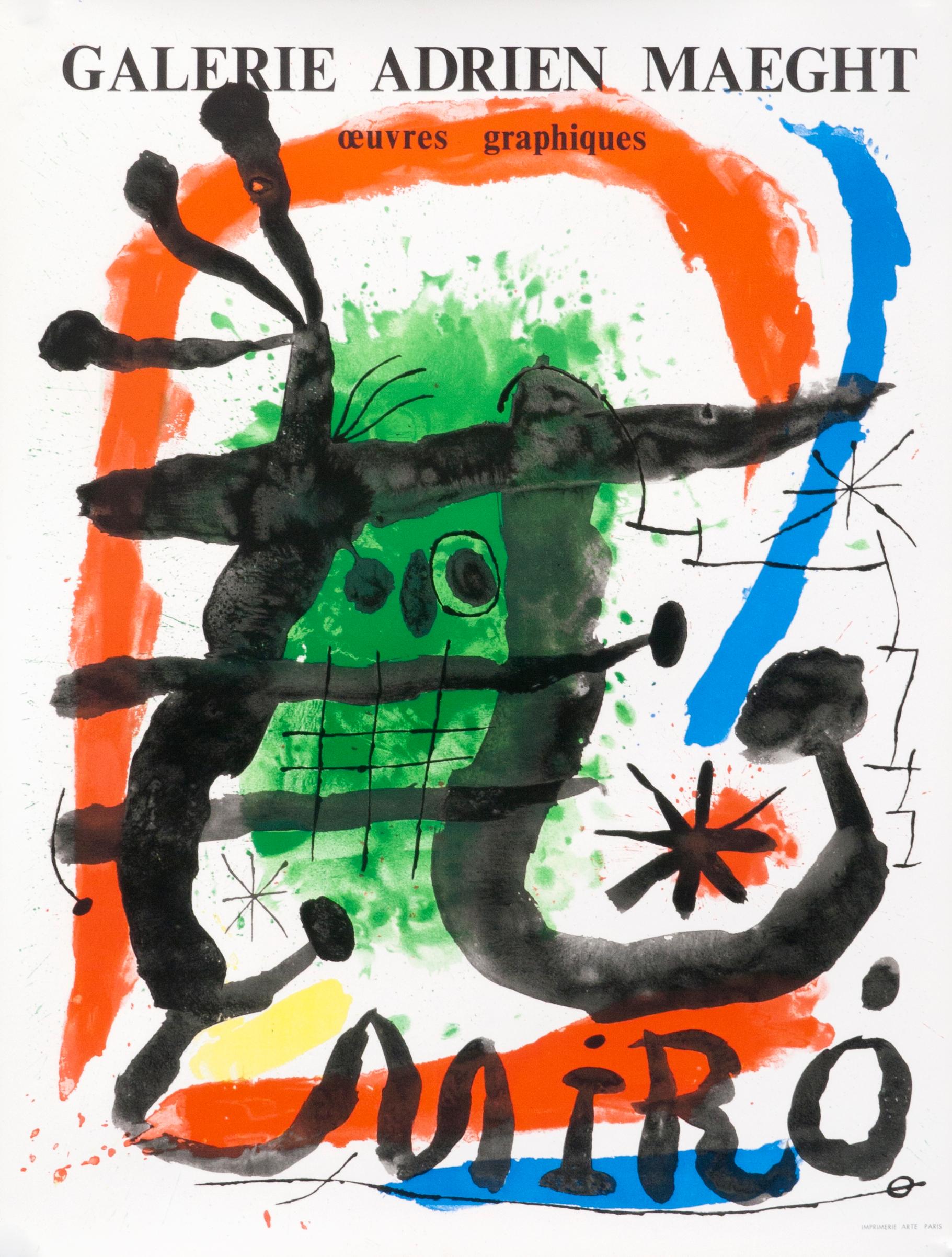 "Miro Oeuvres Graphiques" Original Vintage French Exhibition Poster - Print by (after) Joan Miró
