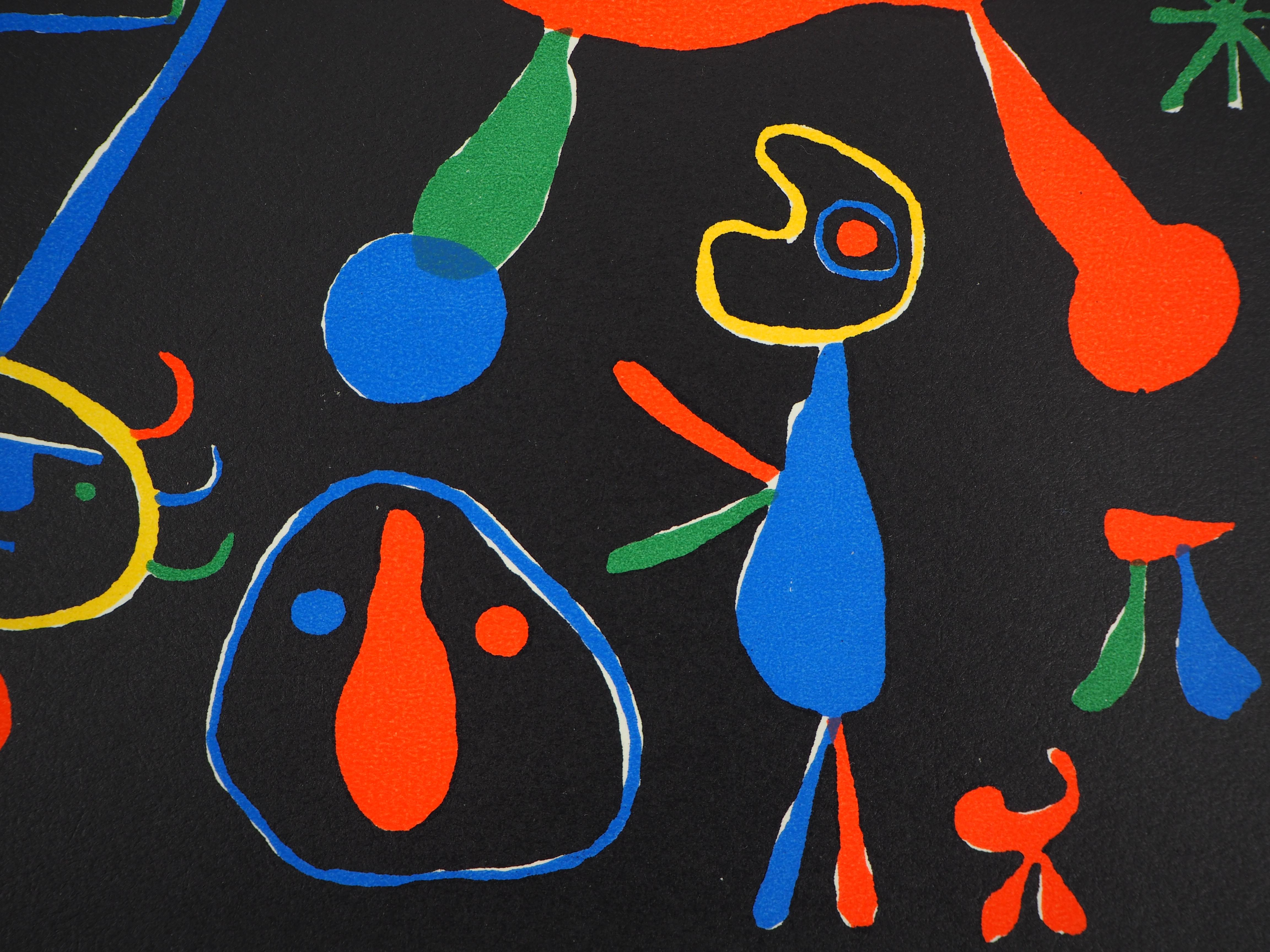 Sternbilder : Menschen mit Sternen - Lithographie auf Vellum, 1949 (Schwarz), Abstract Print, von (after) Joan Miró
