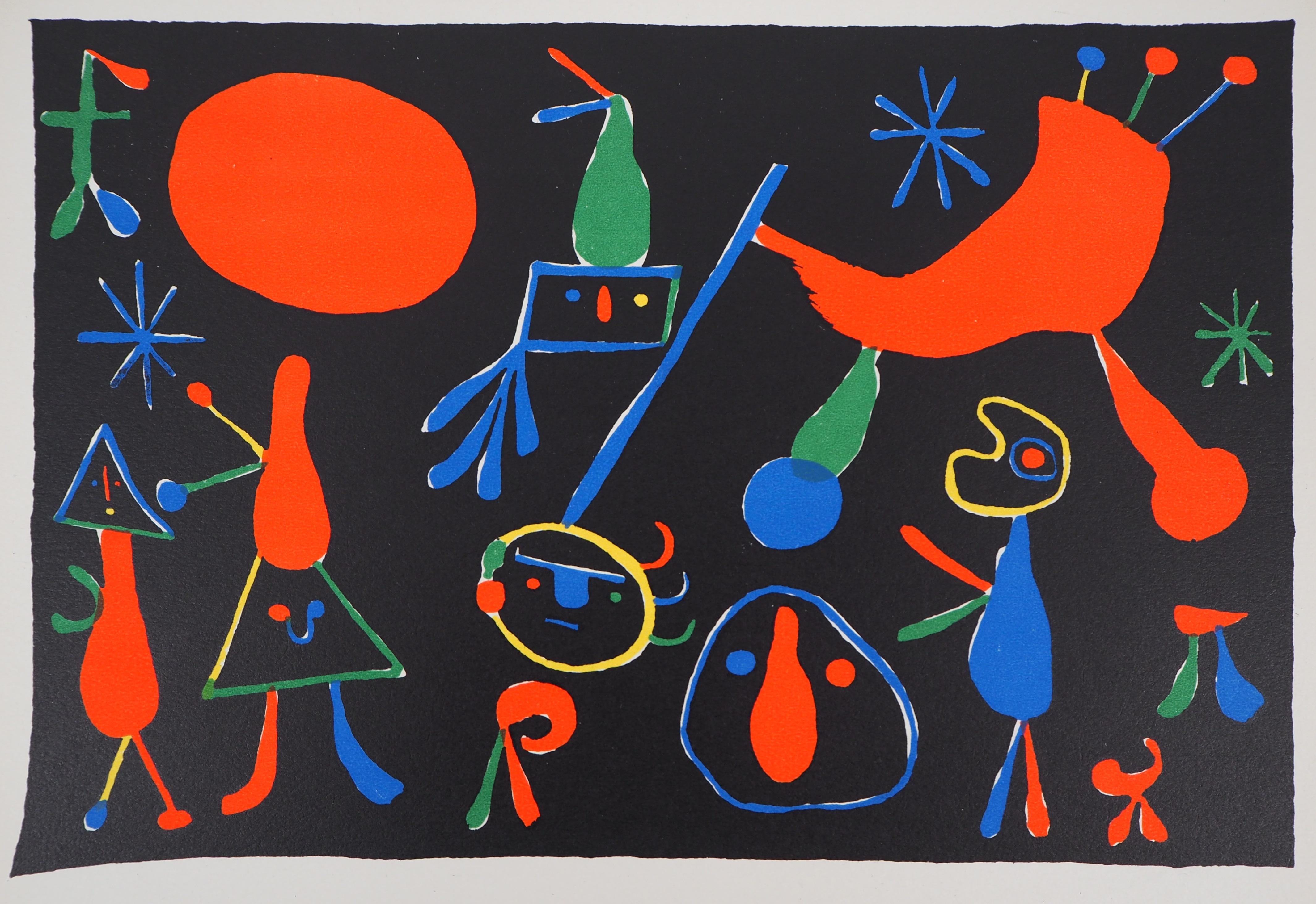 (after) Joan Miró Abstract Print – Sternbilder : Menschen mit Sternen - Lithographie auf Vellum, 1949