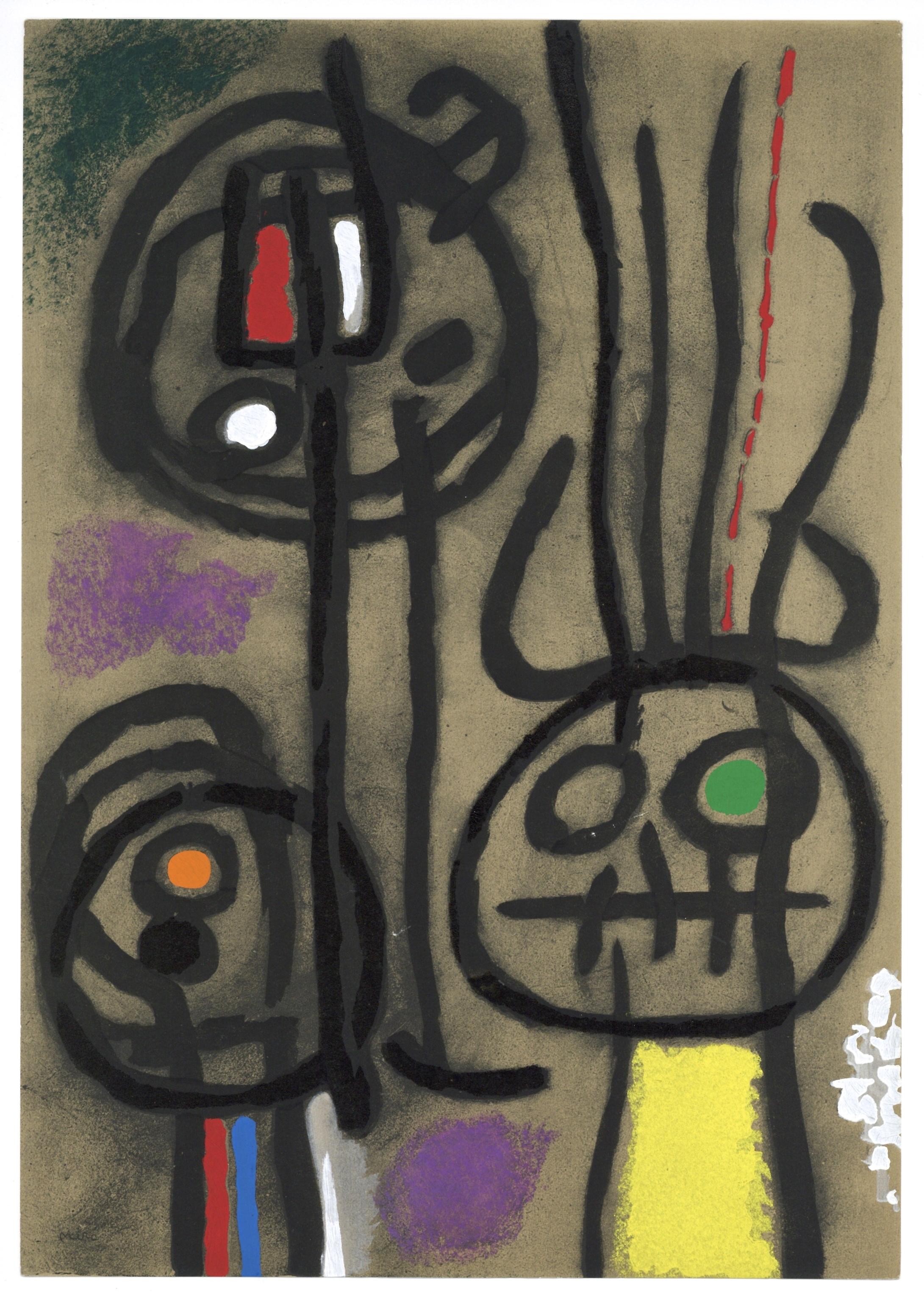 "Personnage et oiseau" pochoir - Print by (after) Joan Miró