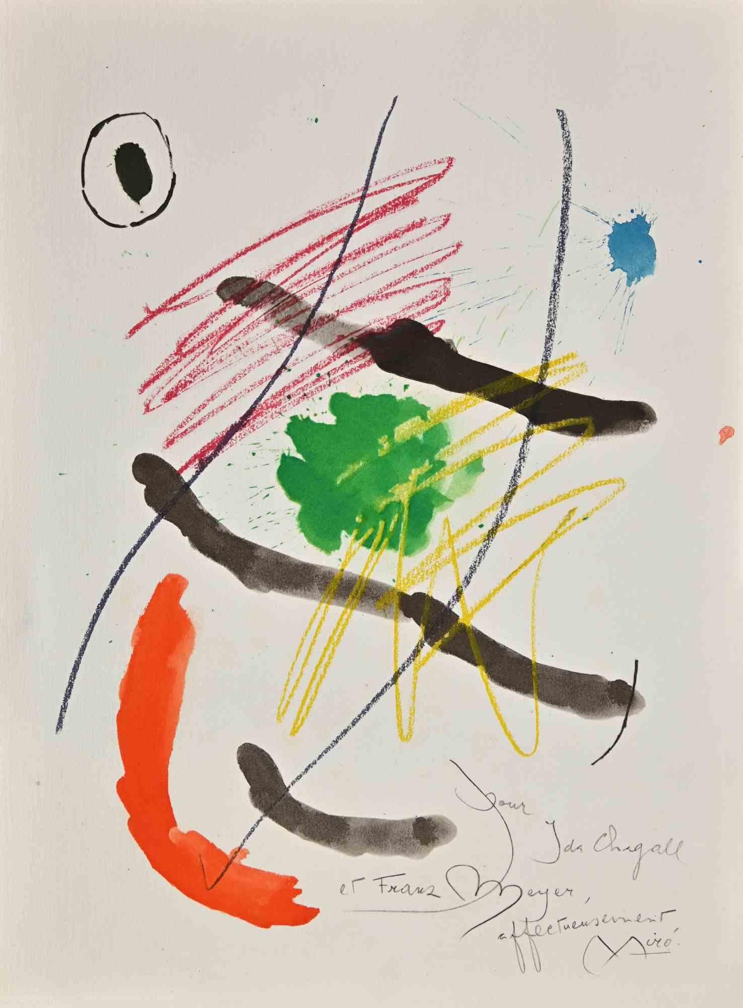 (after) Joan Miró Abstract Print - Pour Ida Chagall et Franz Meyer - Lithograph by Joan Mirò - 1970s