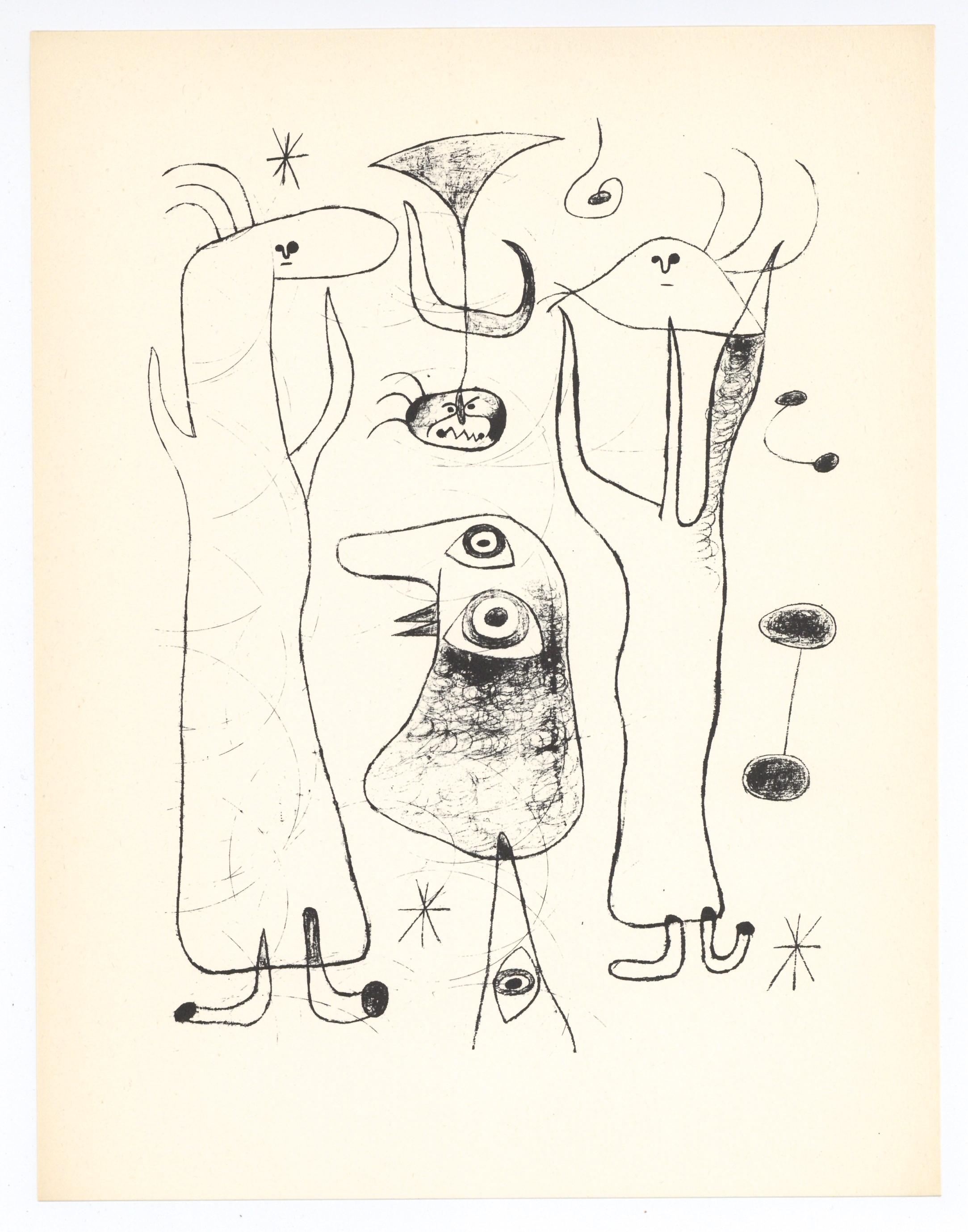Surrealist composition - Print by (after) Joan Miró