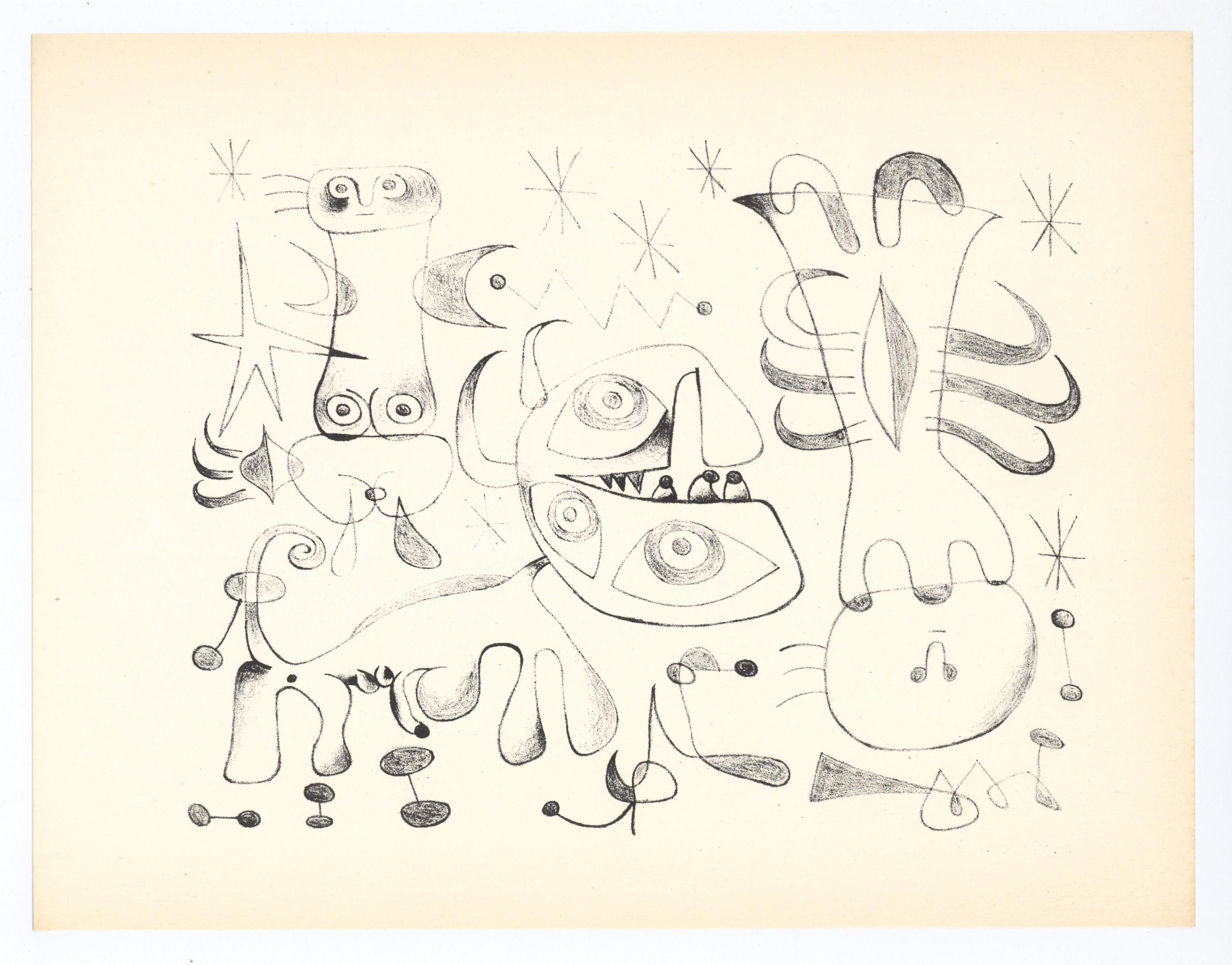 Surrealist composition - Print by (after) Joan Miró